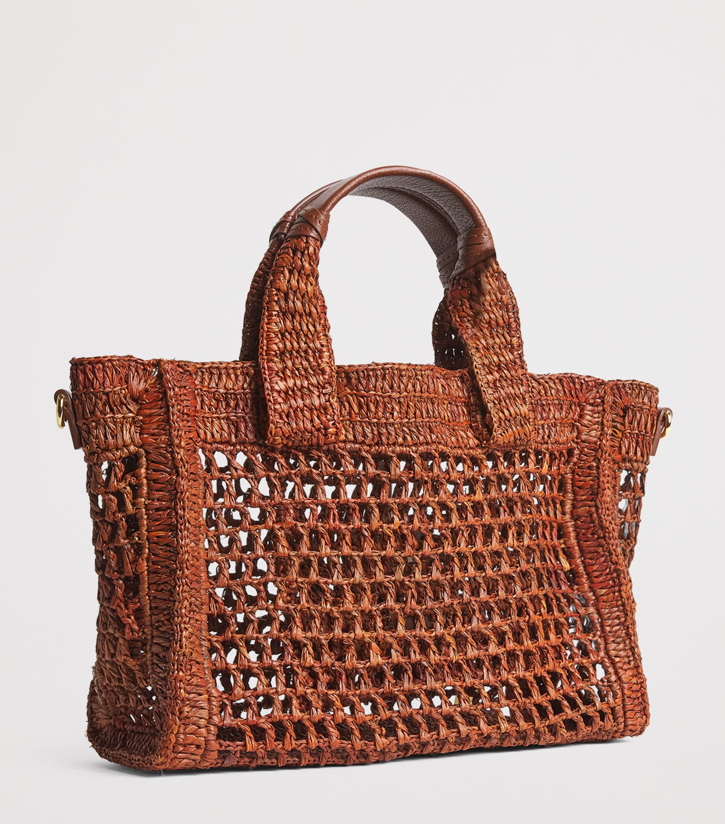 Chloé Small Raffia Summer Banana East-West Tote Bag Clay Brown Image 2