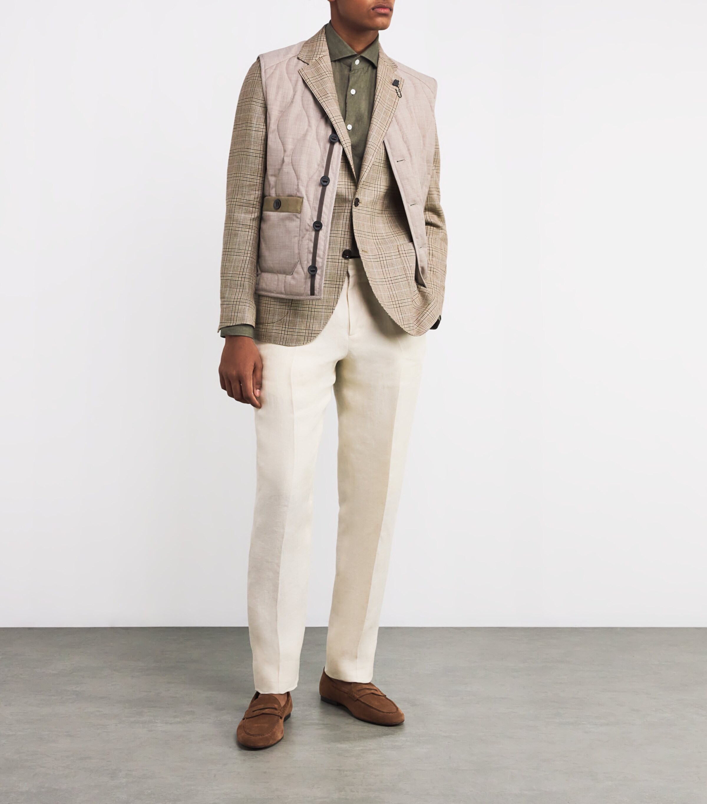 Lardini Mens Wool-Linen Iconic Drop 7 Blazer Image 2