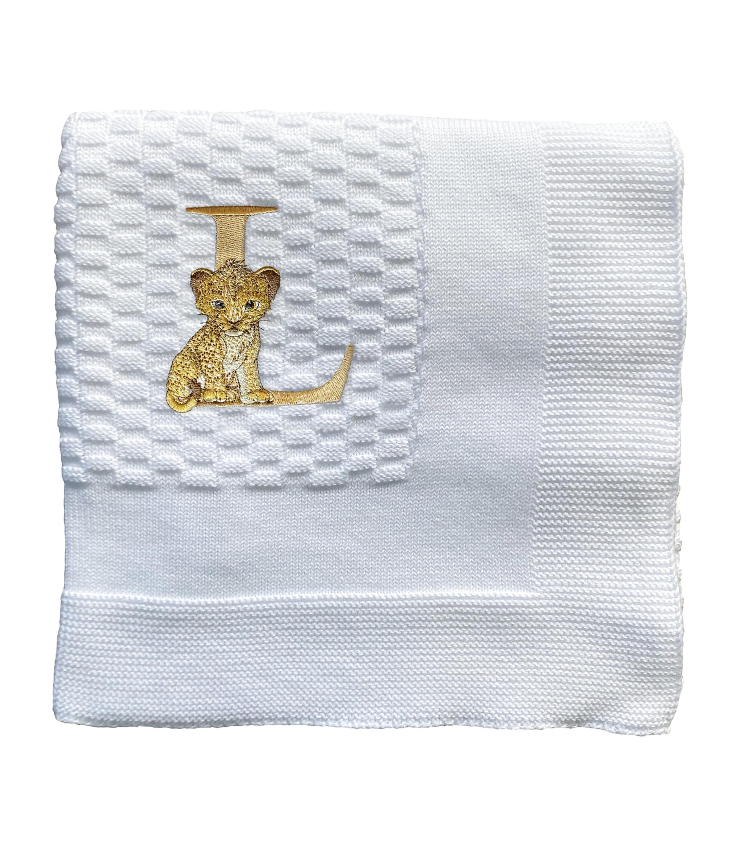PAINT MY DREAMS Cotton 'L' Monogram Blanket (95cm x 95cm) White Image 1
