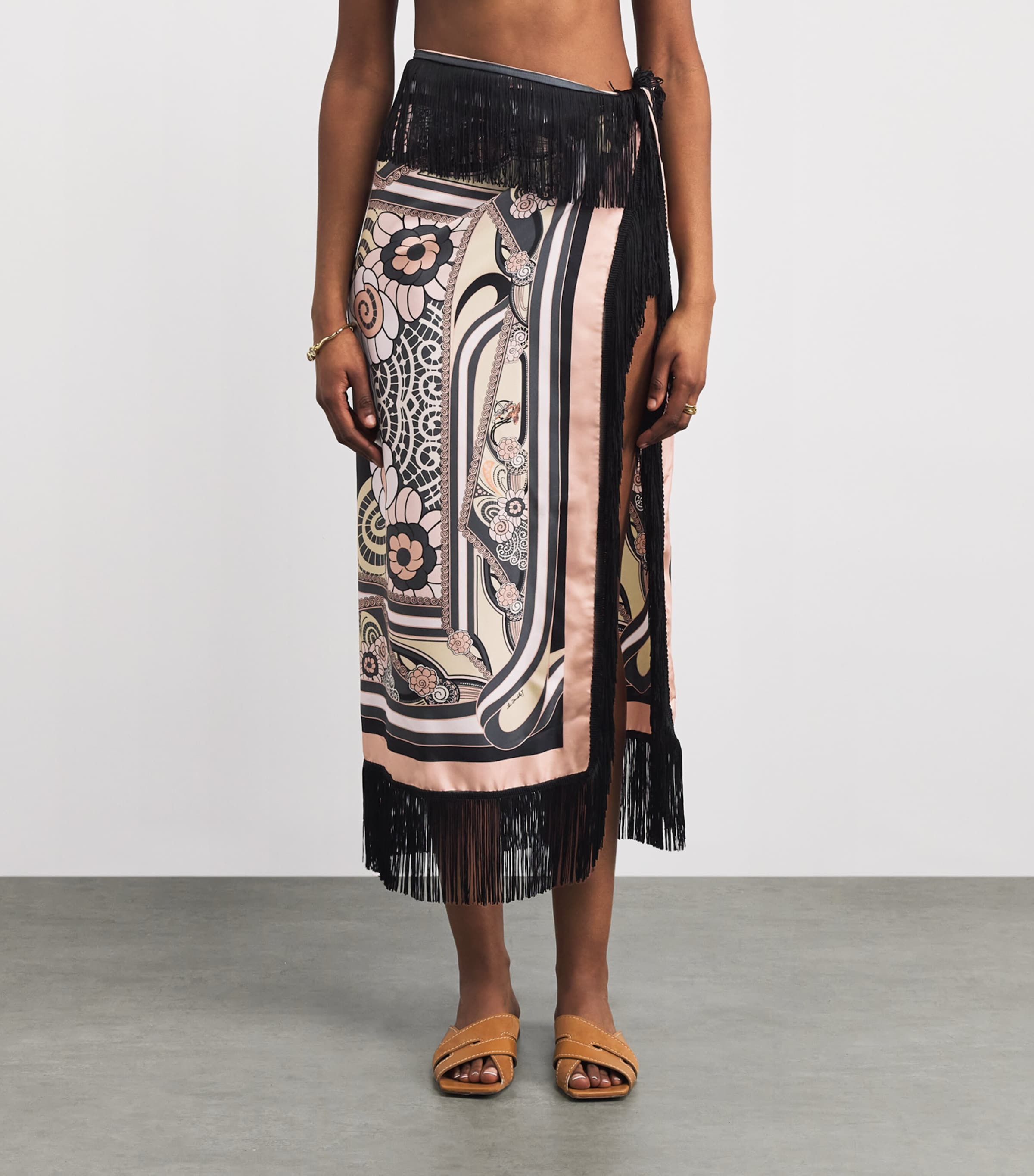 La Doublej Womens Silk Fringed Pareo Placée Image 4