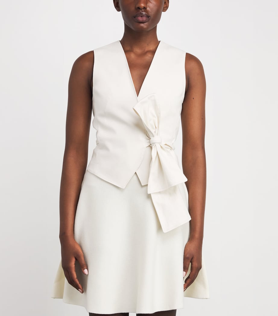 Cotton-Blend Tie-Front Waistcoat WHITE Image 3
