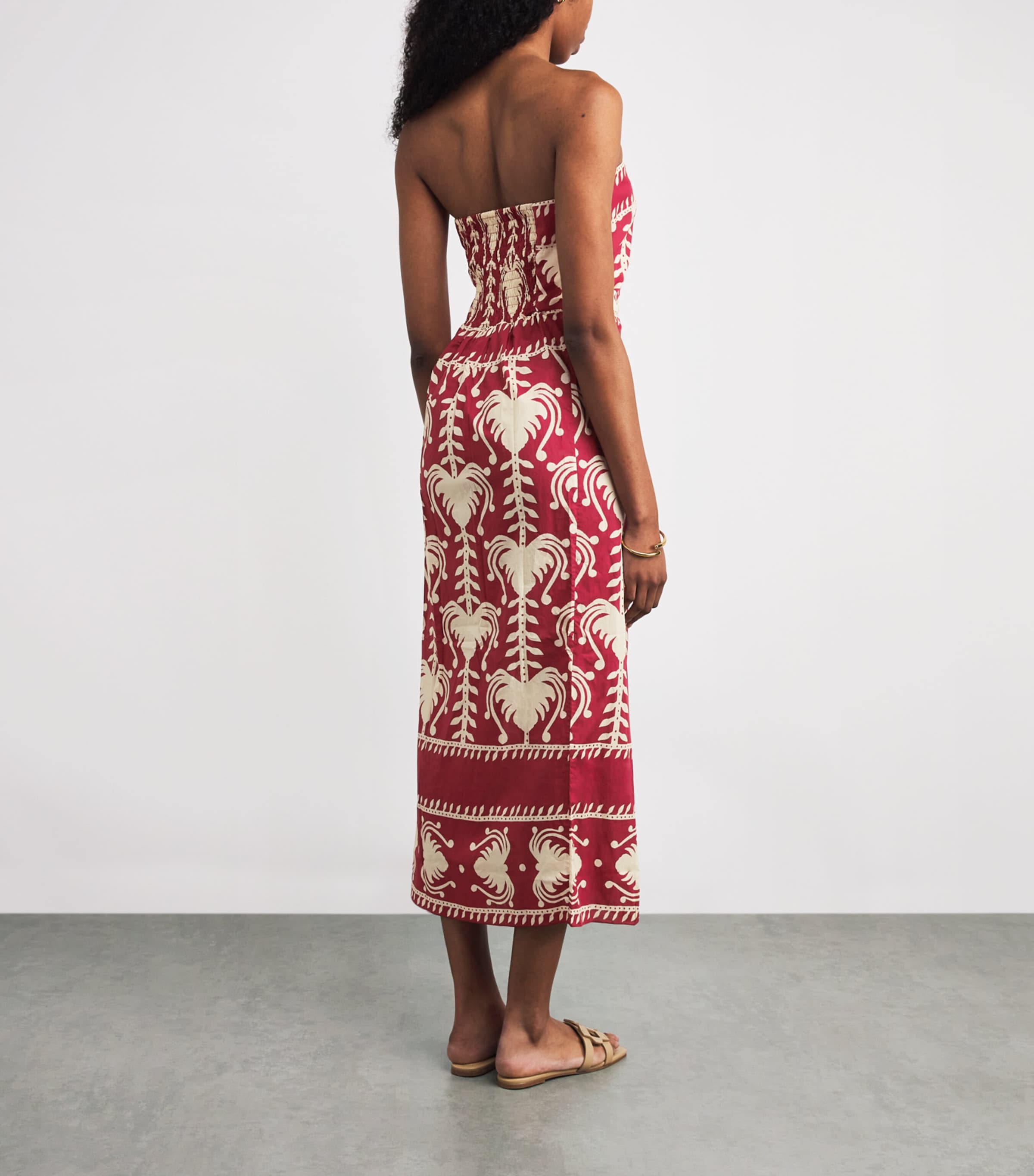 Linen Ancient Peru Midi Dress DARK CHERRY/ECRU Image 3