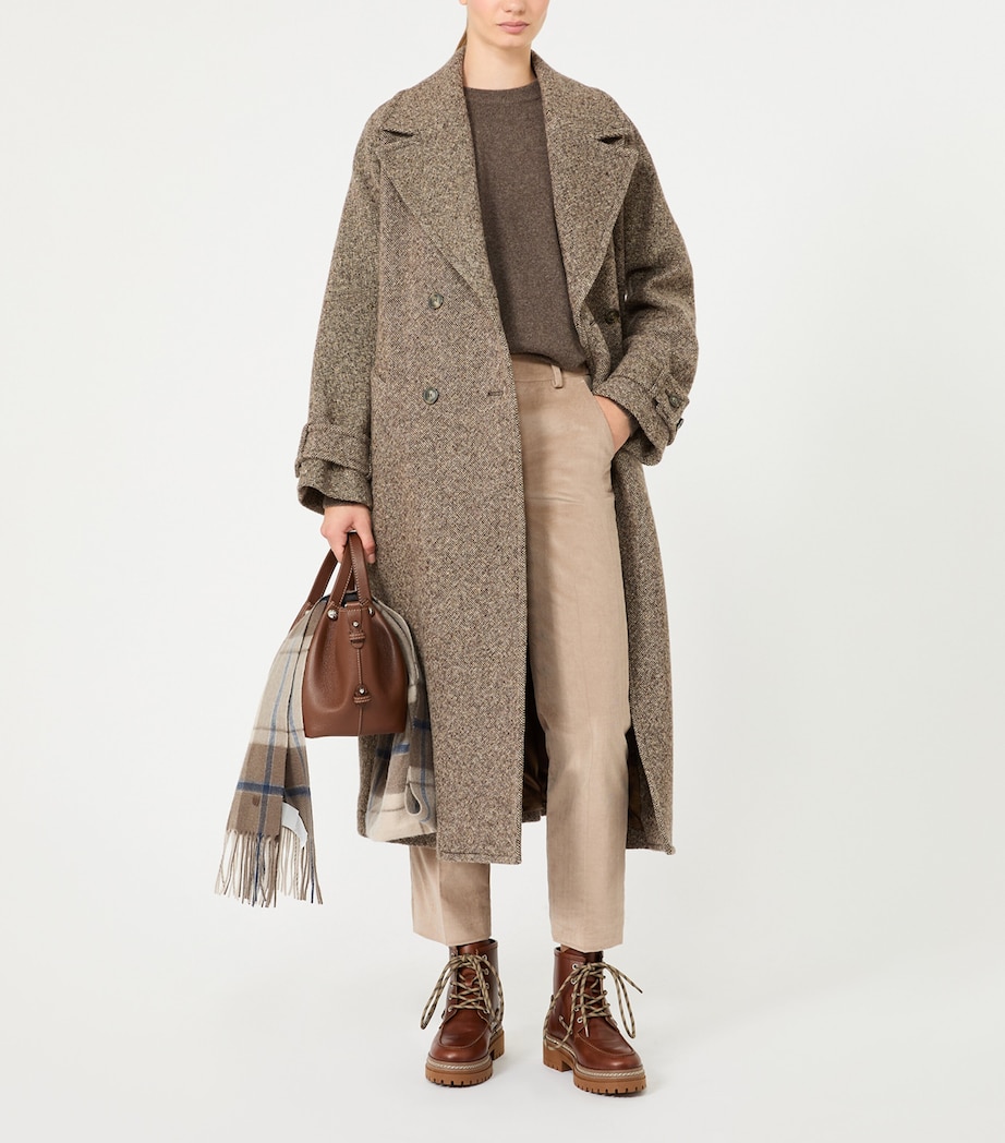 Weekend Max Mara Womens Wool-Blend Double-Breasted Coat Brown Image 5