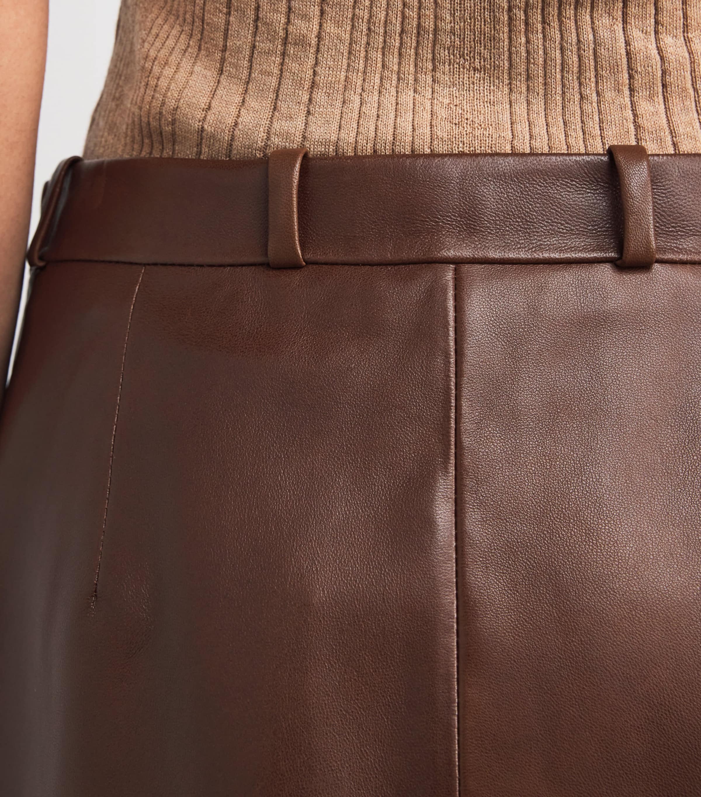 Leather Mini Skirt DKBG DARK BROWN Image 6