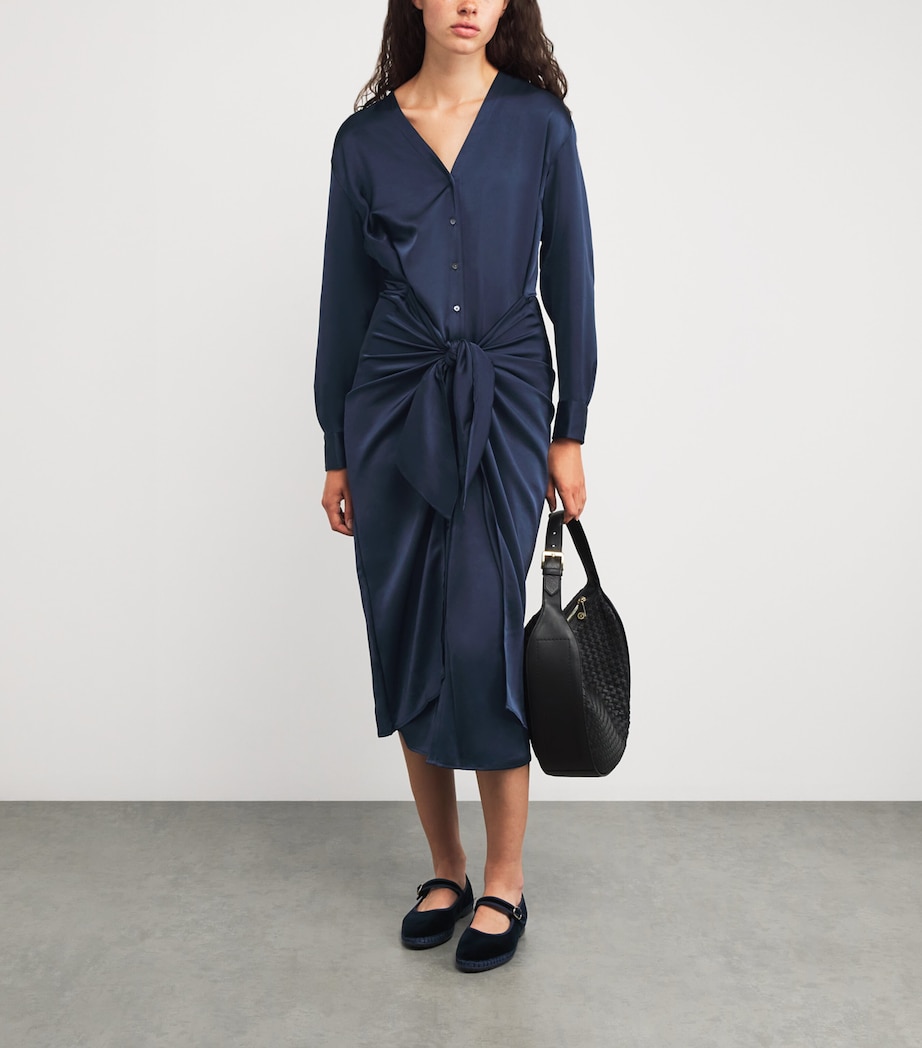 Satin Midi Shirt Dress NORFOLK BLUE Image 2