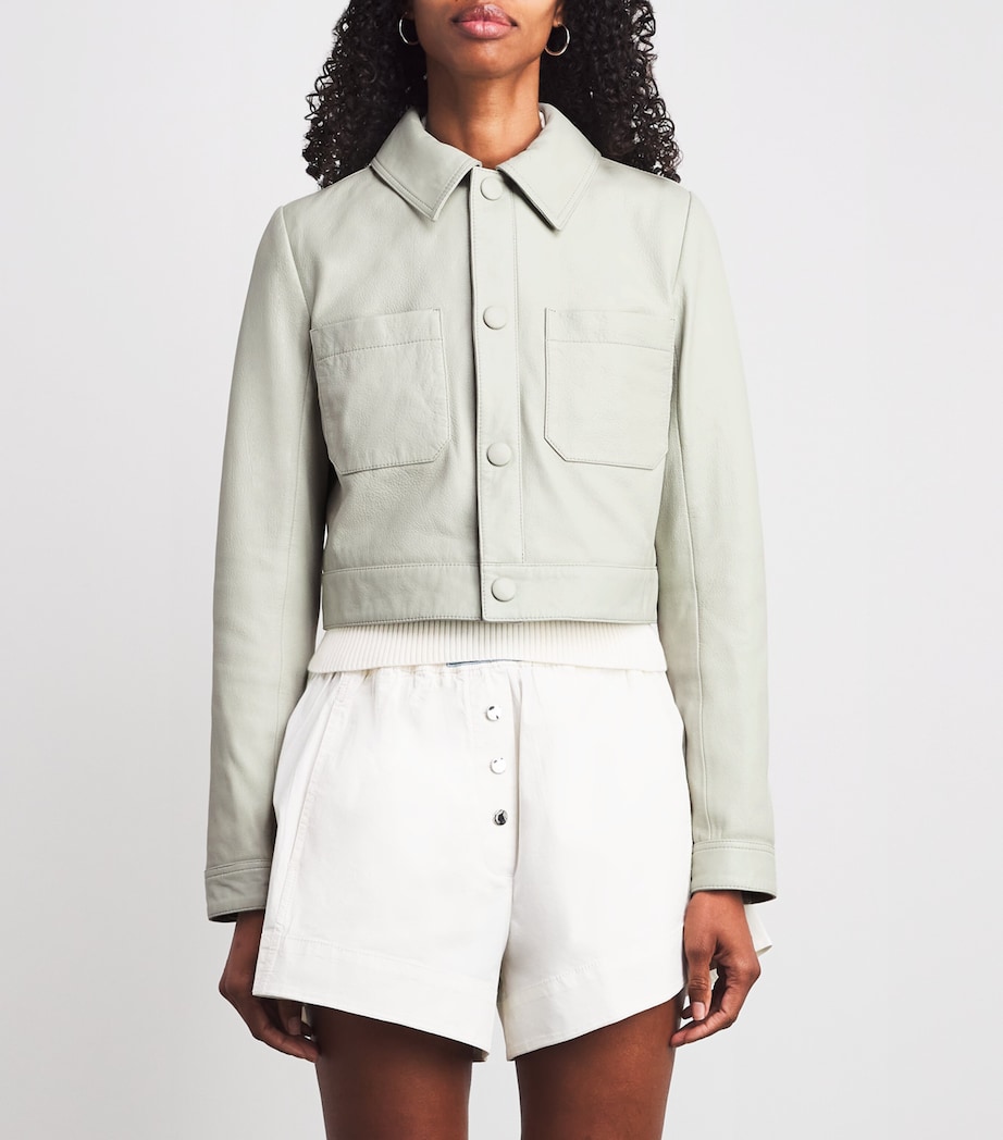 The Button Front Leather Jacket PISTACHIO Image 3