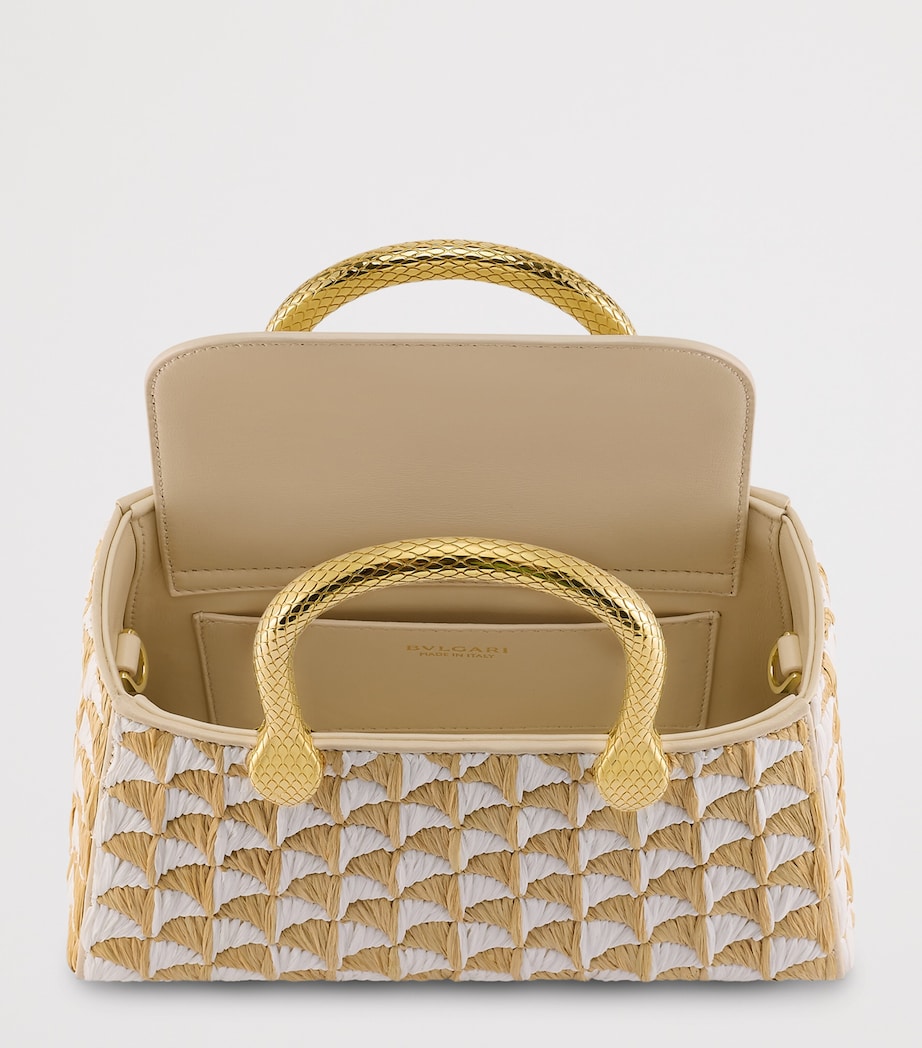 Bvlgari Raffia Serpentine Duo Top-Handle Bag Beige Medium Image 4