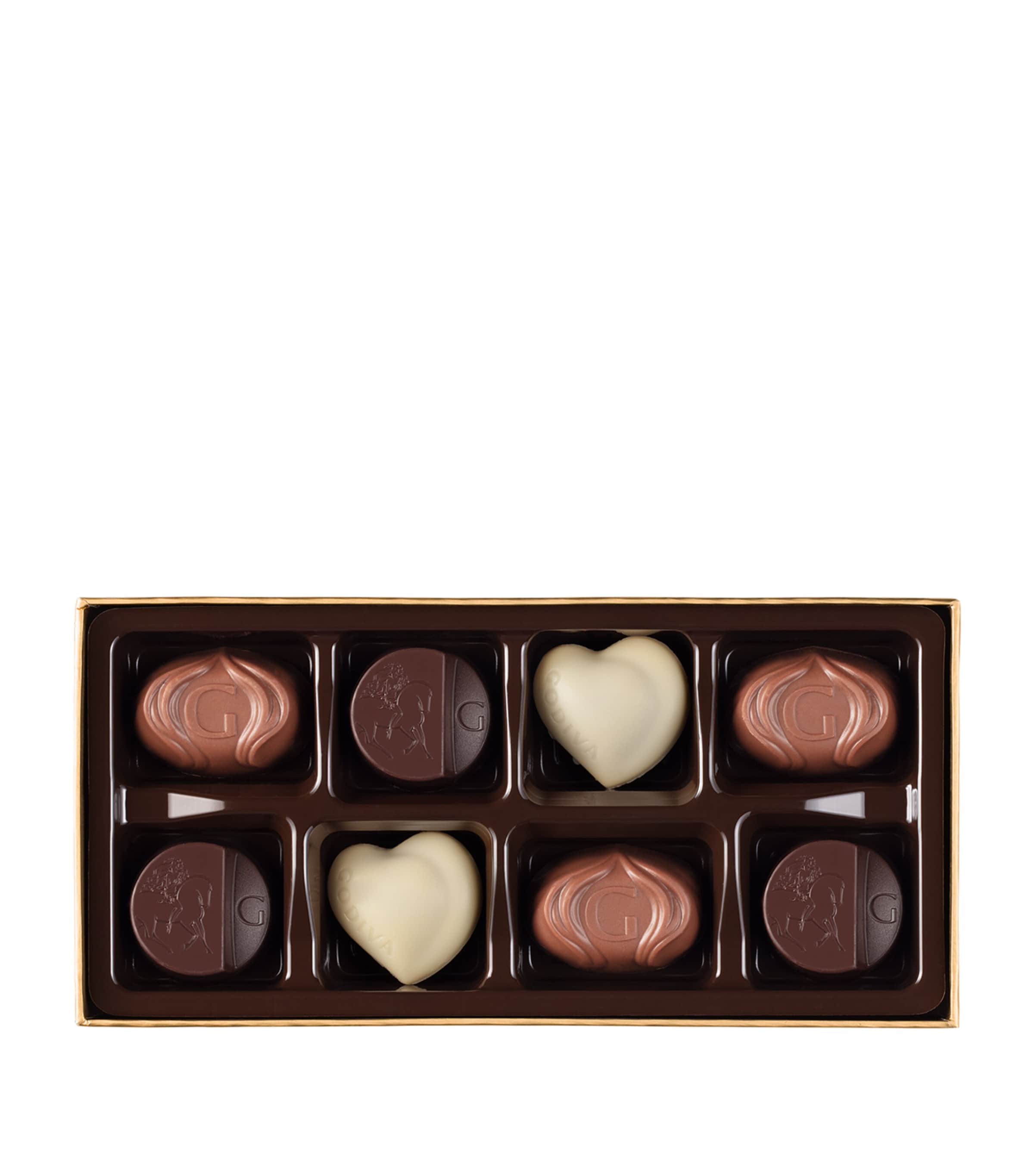 Godiva Milk, White and Dark Chocolate 8-Piece Gold Selection Box (90g) Image 2