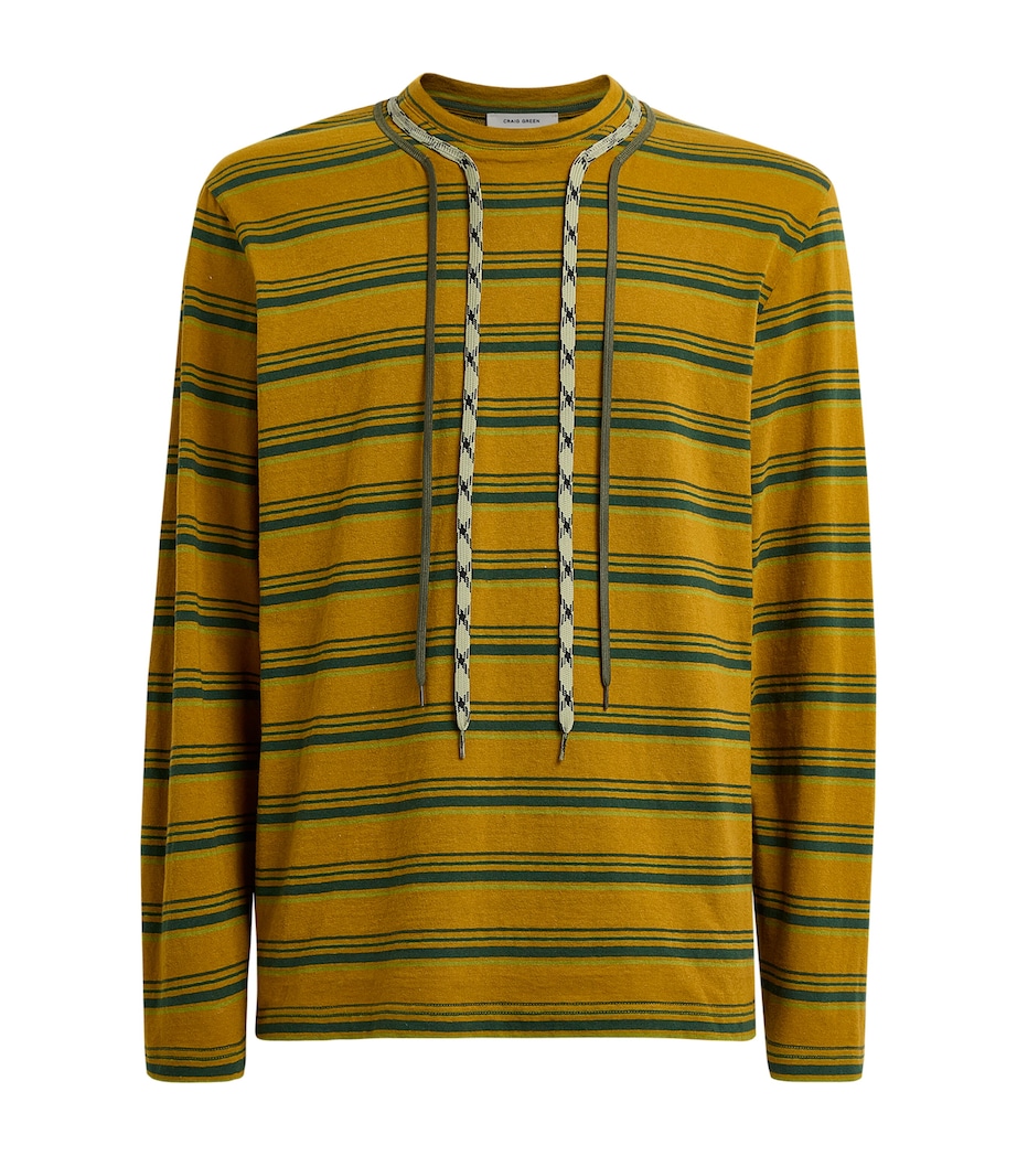 Craig Green Mens Stripe Lace Long-Sleeve T-Shirt Yellow Stripe Image 1