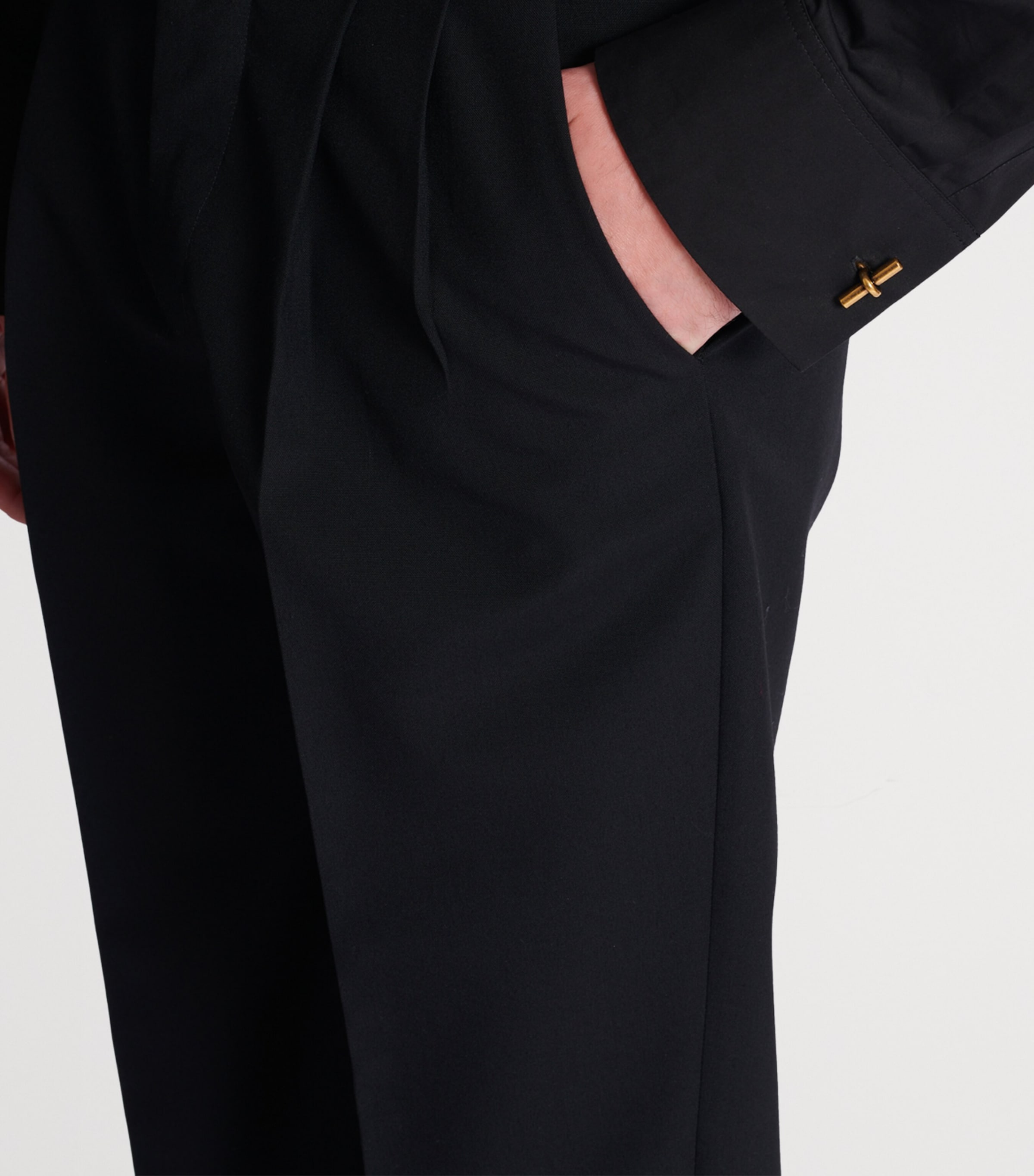 Virgin Wool Pleated Flared Trousers 0PA NOIR Image 5