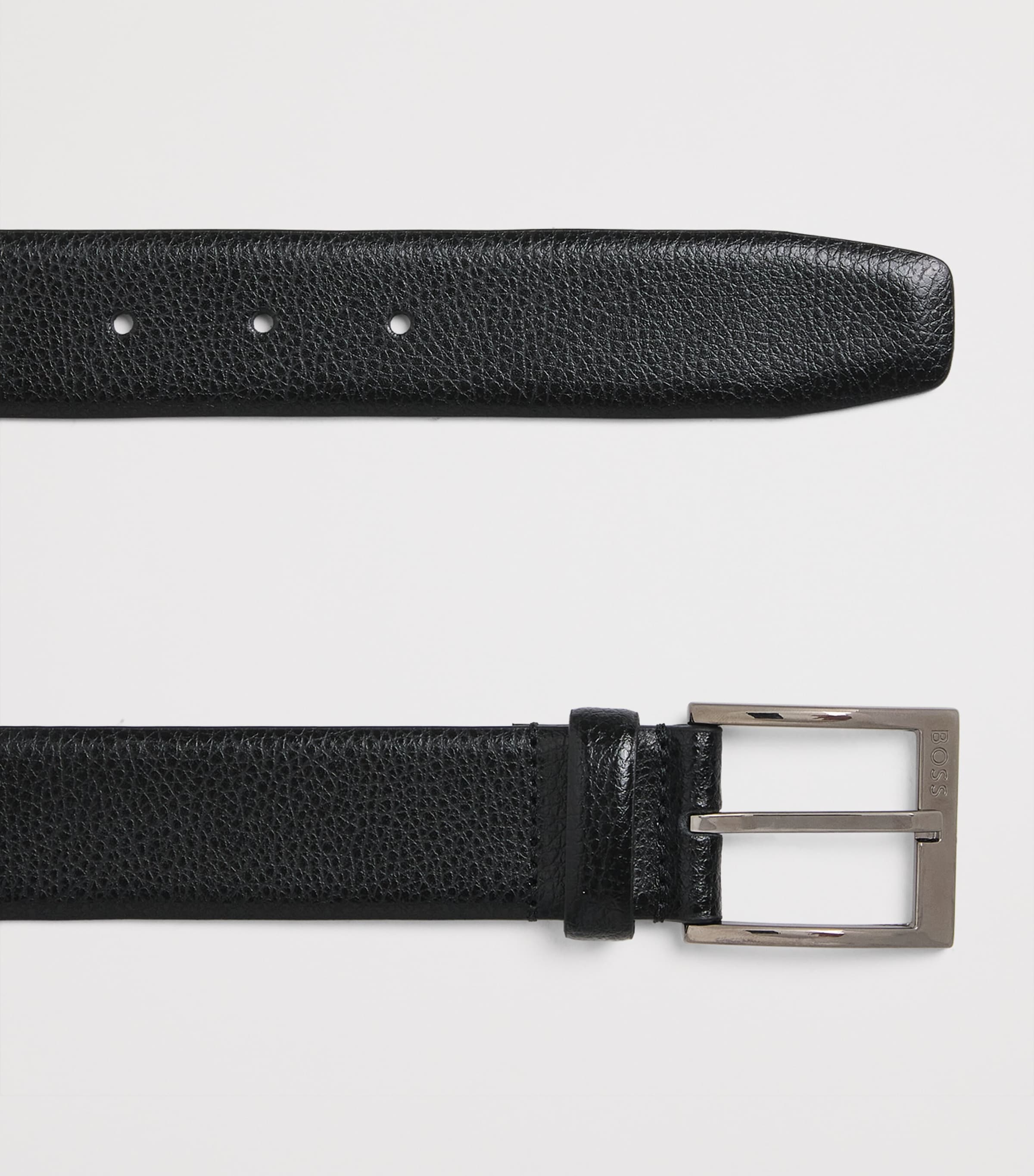 BOSS Leather Buckle Belt Black Image 3