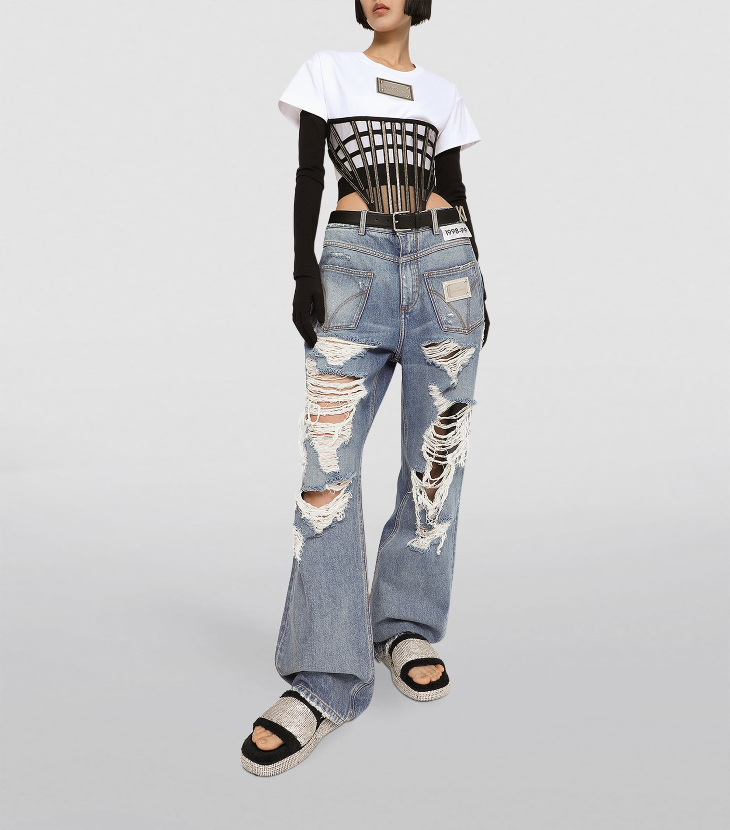 Tシャツ・カットソー Dolce & Gabbana 'Kim Dolce&Gabbana' shoulder cover Dolce & Gabbana KIM DOLCE&GABBANA Cropped T-Shirt | Harrods AU