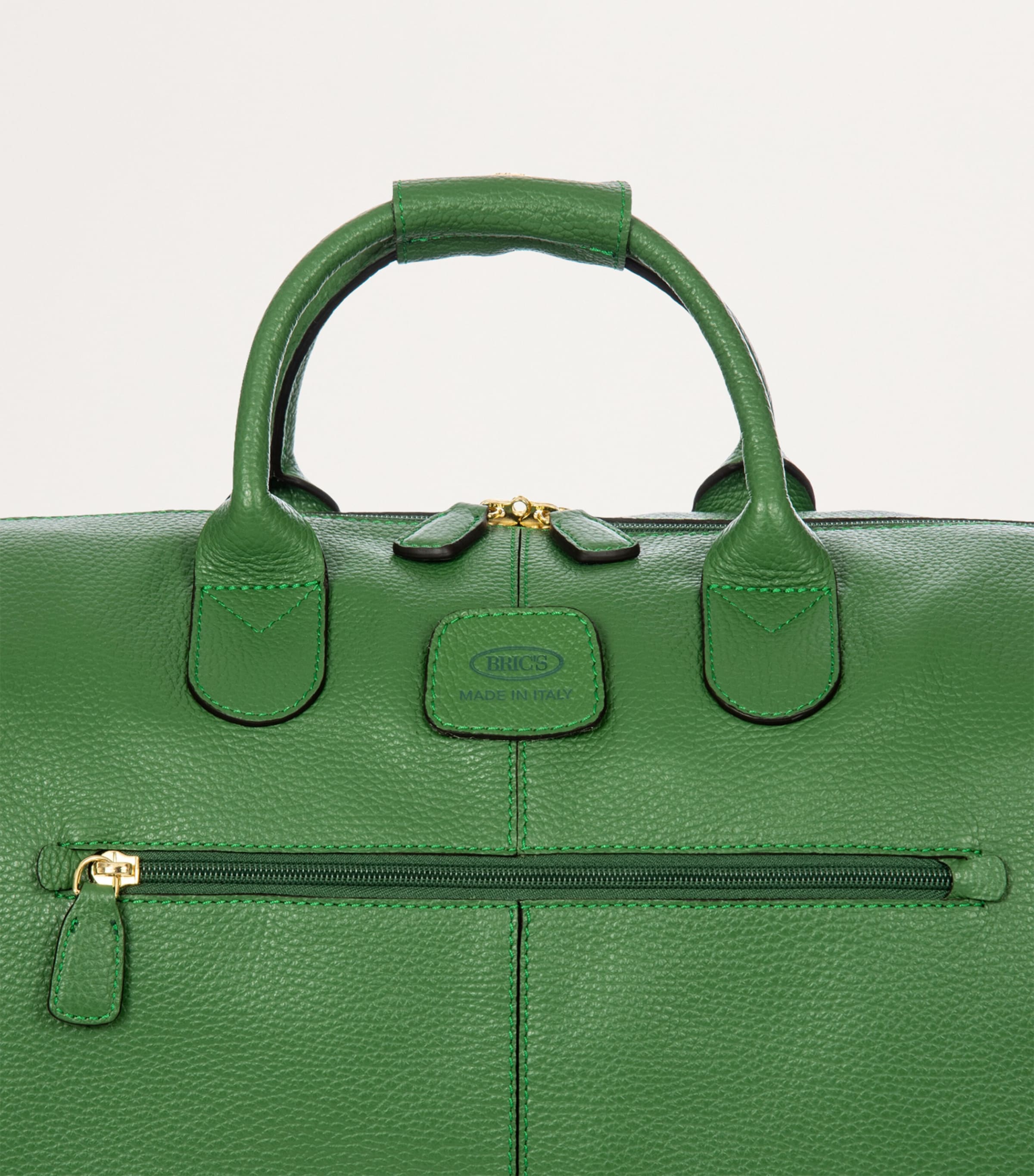 x Harrods Leather Bellagio Holdall BLACK & GREEN Image 5