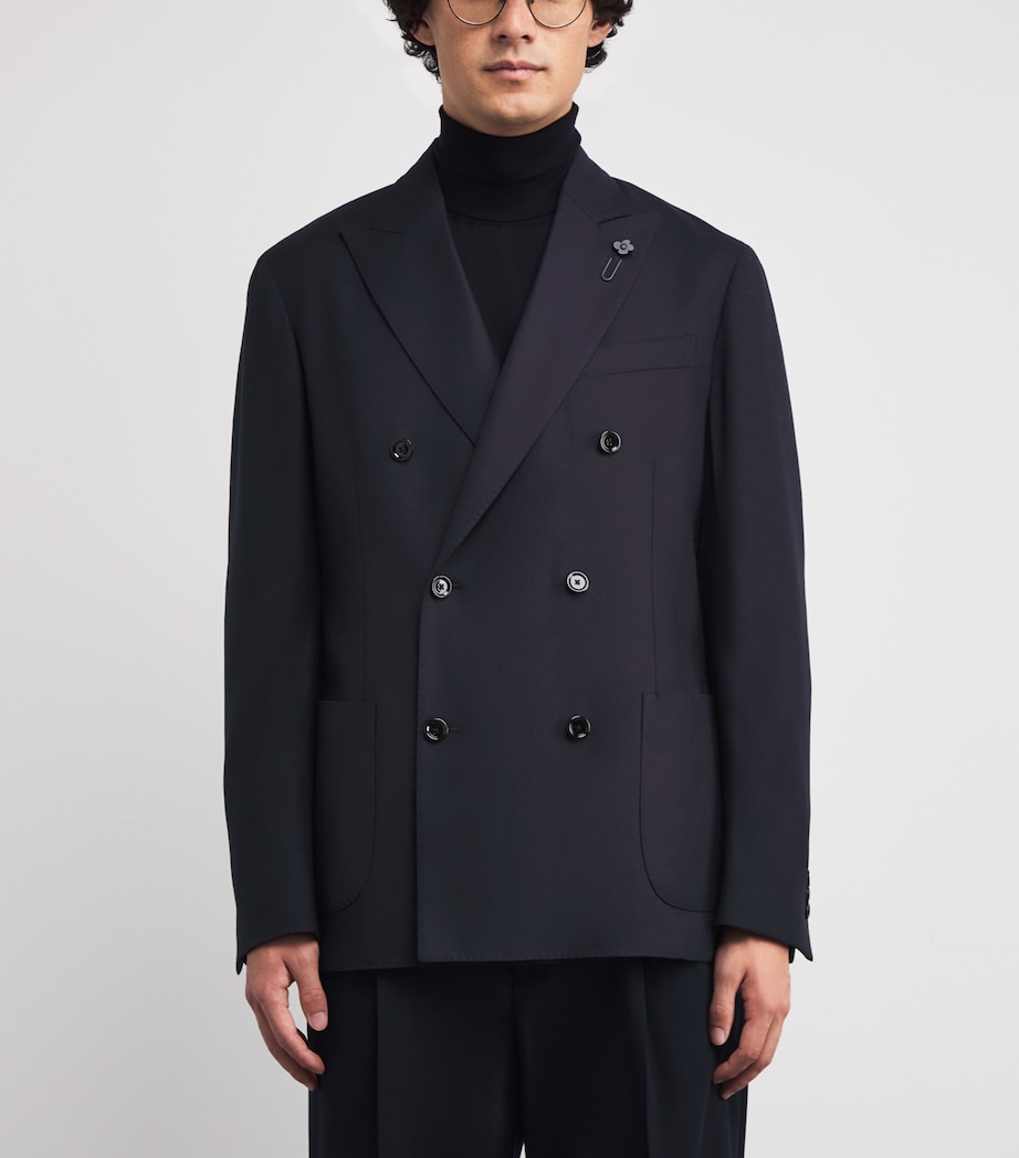 Wool-Blend Double-Breasted Blazer 850 NAVY Image 3