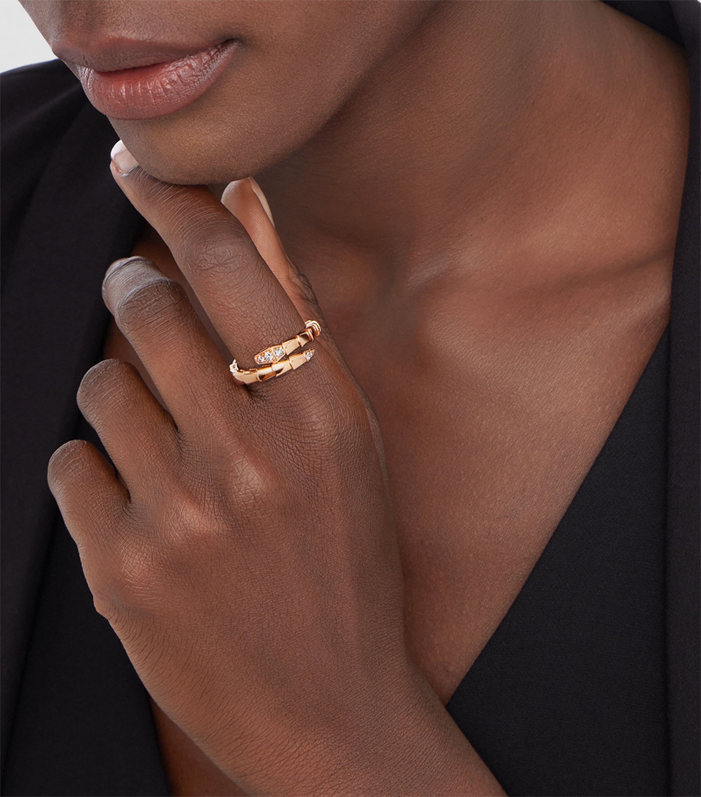 Bvlgari Rose Gold and Diamond Serpenti Viper Ring Pink Gold Image 4