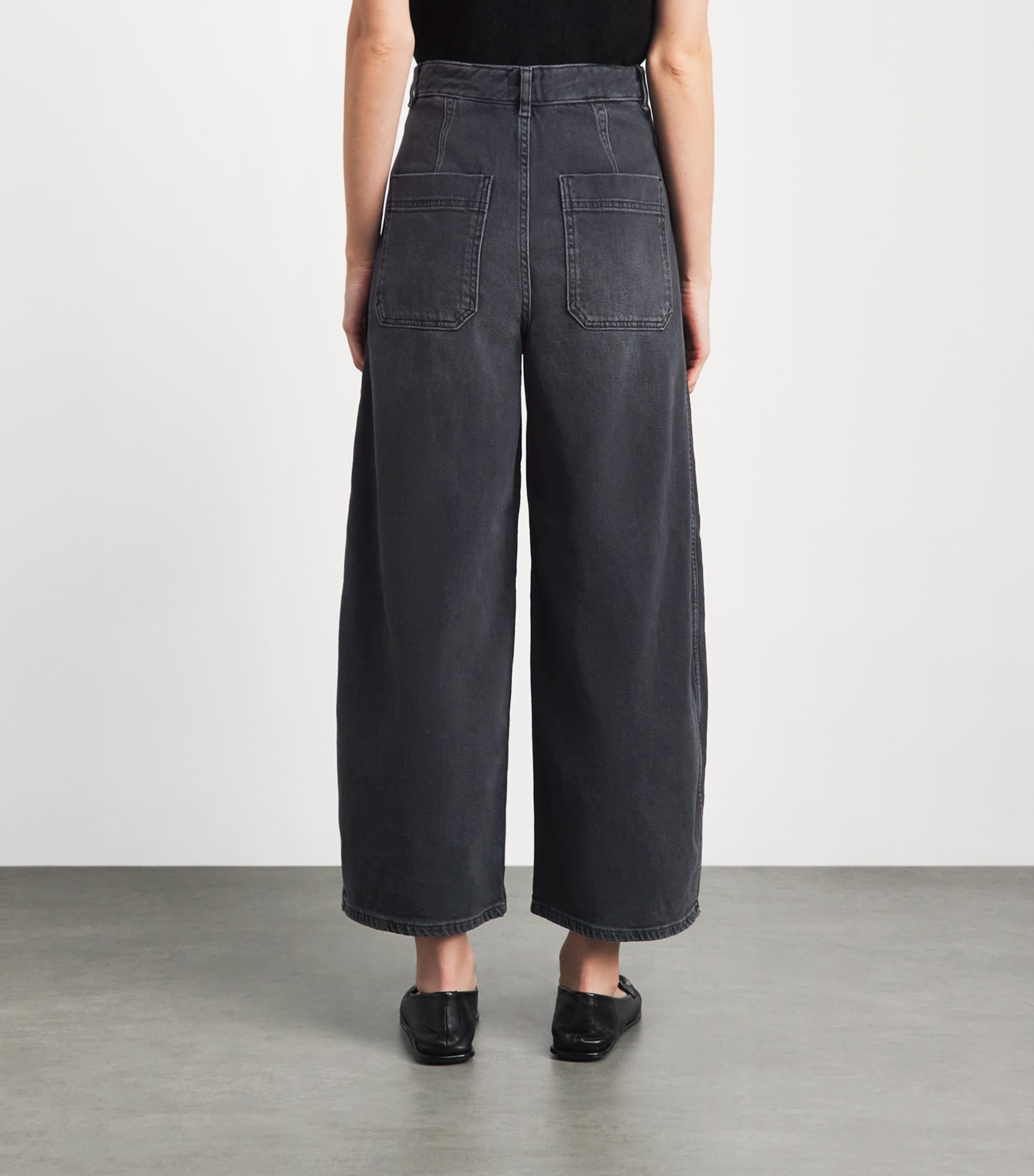 ME+EM Black Pleated Barrel-Leg Jeans | Harrods US