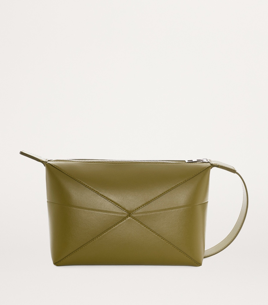 LOEWE Leather Puzzle Fold Wash Bag Olive Image 4