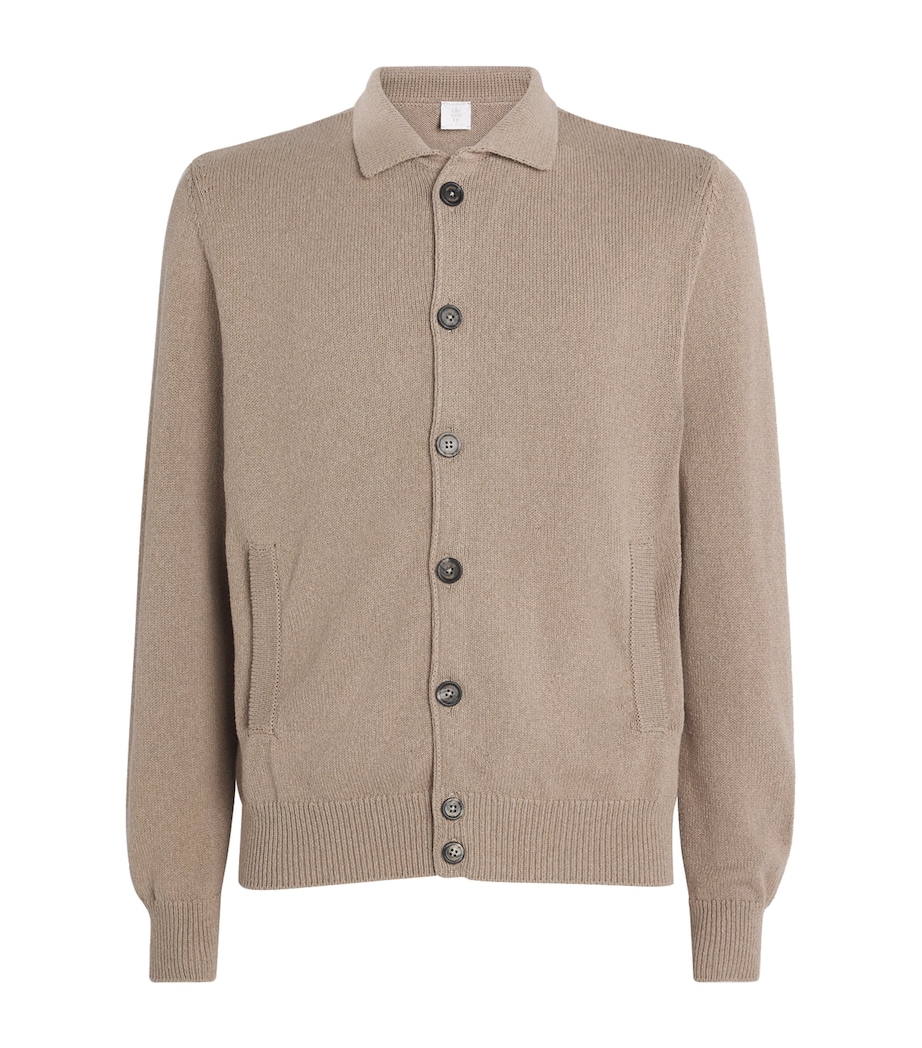 Eleventy Mens Cotton-Silk Cardigan Tortora Image 1