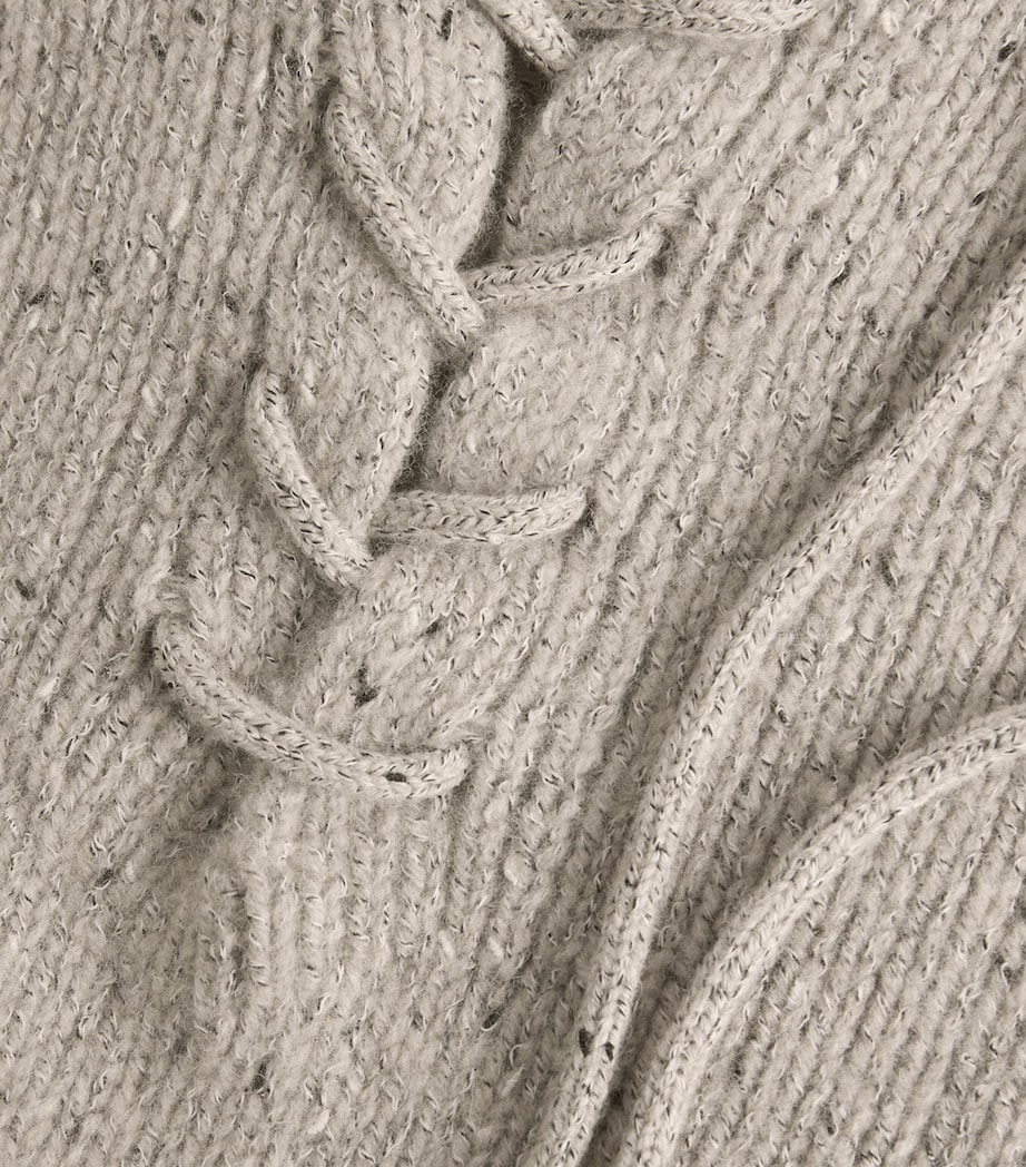 Wool-Cotton-Cashmere Drawstring Sweater E2E-BEIGE MULTI Image 5