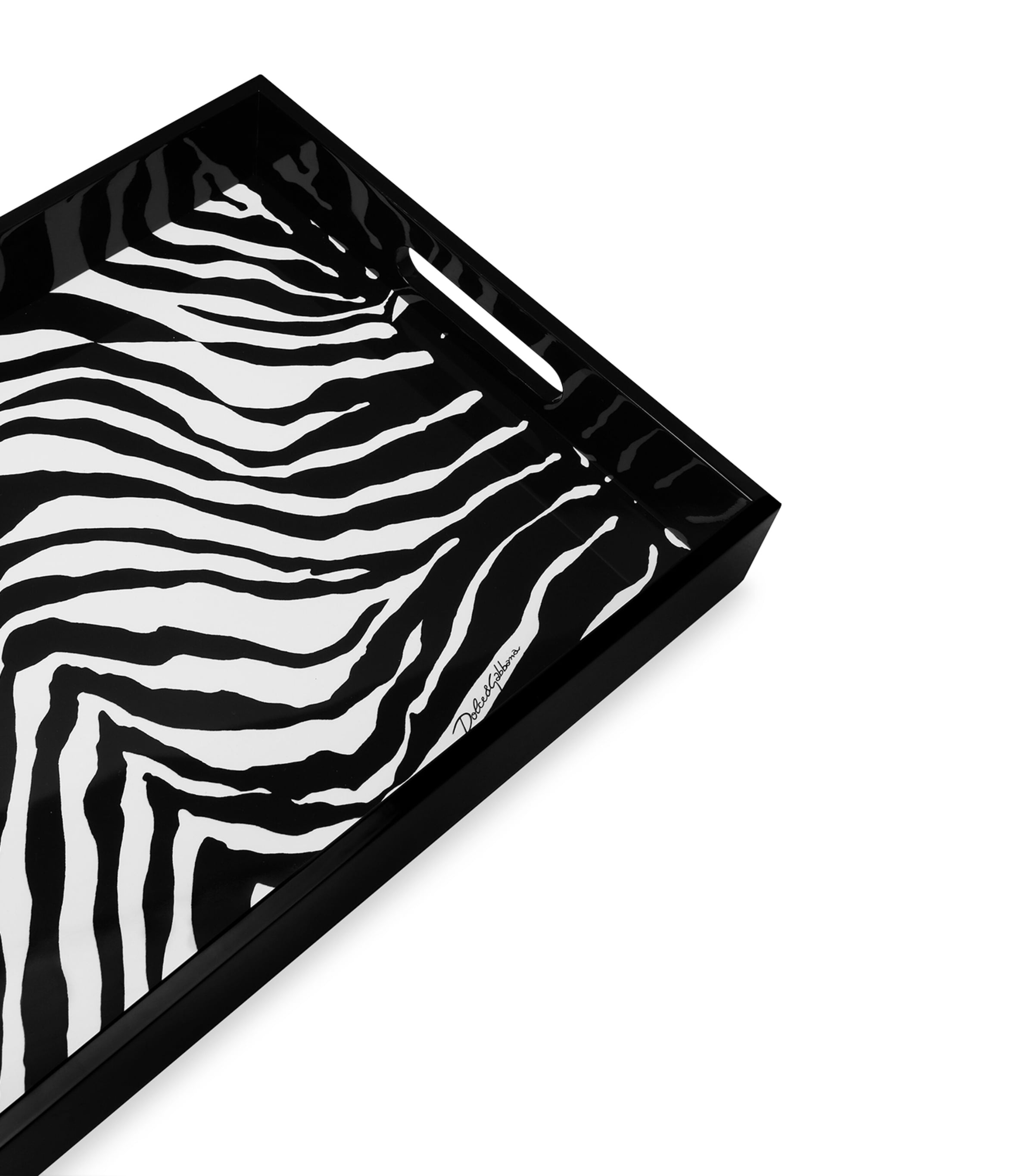 Dolce&Gabbana Casa Wooden Zebra Print Tray Zebra Image 3
