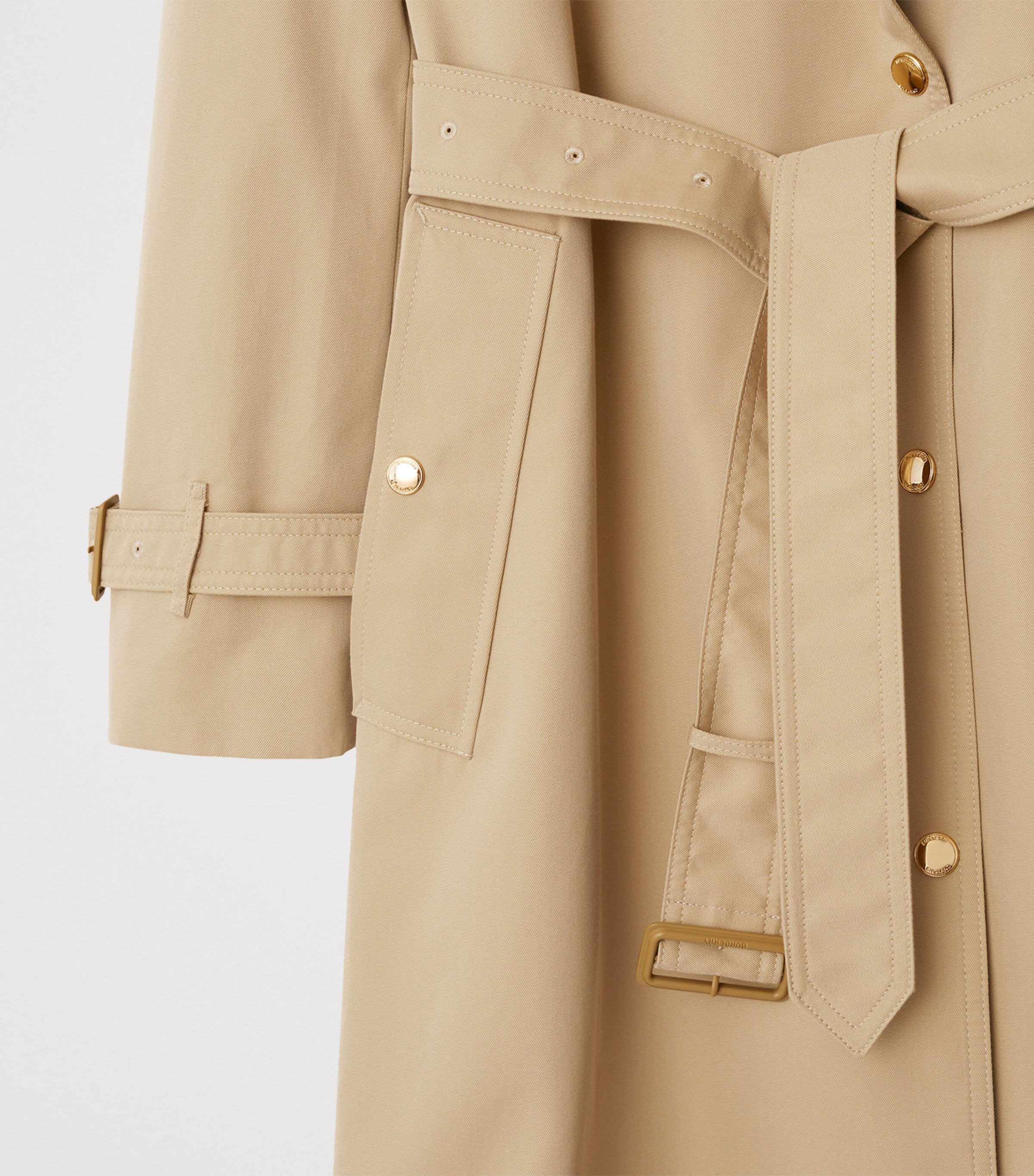 Cotton Gabardine Check-Collar Trench Coat HONEY Image 6