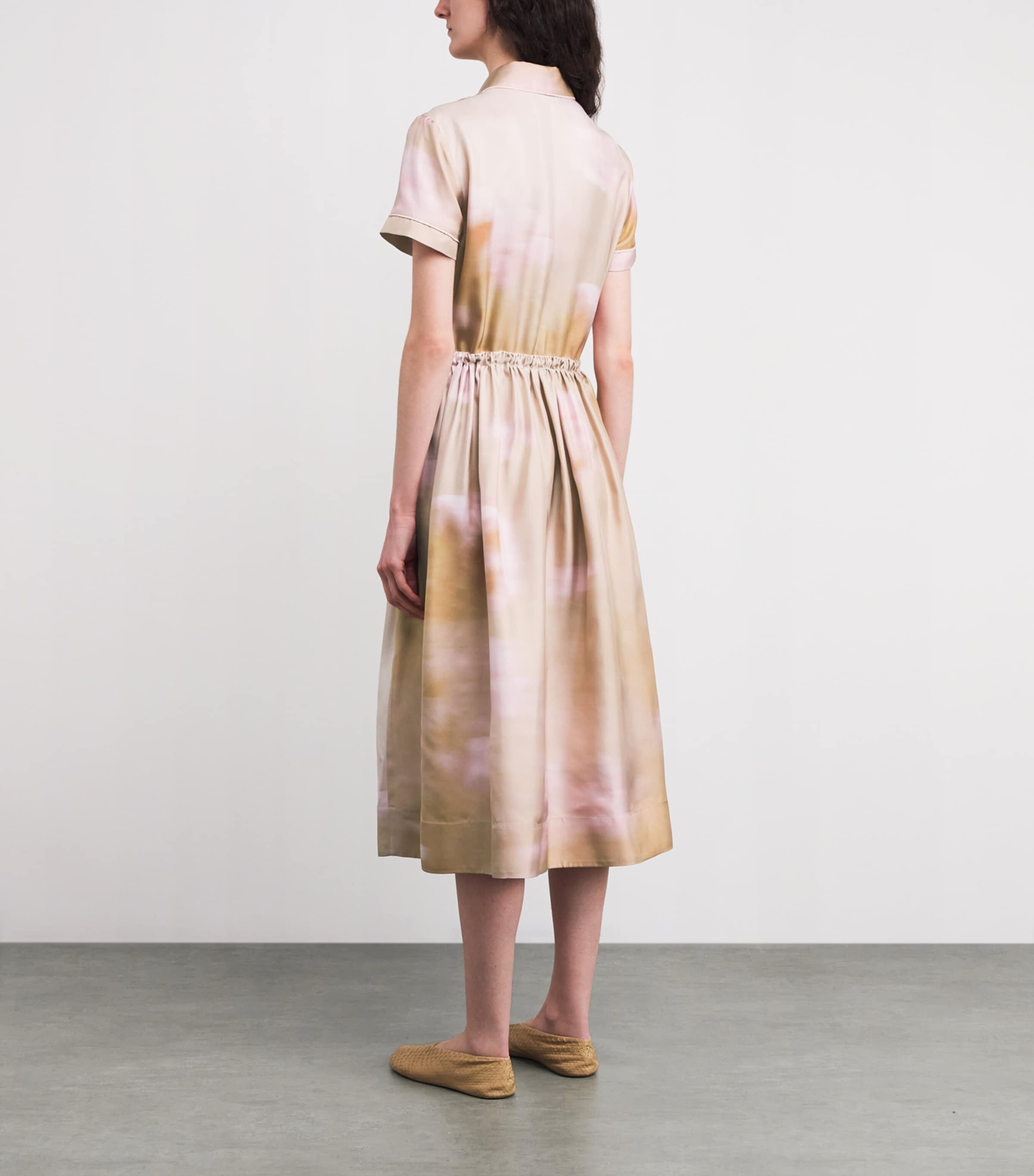 Fabiana Filippi Womens Silk Printed Midi Shirt Dress Memento Rosae Image 3