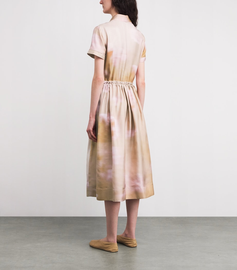 Fabiana Filippi Womens Silk Printed Midi Shirt Dress Memento Rosae Image 3