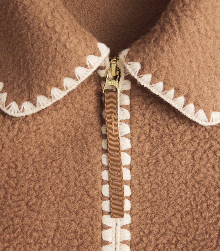 Fleece Embroidered Ruiko Jacket COCOA DUST Image 5