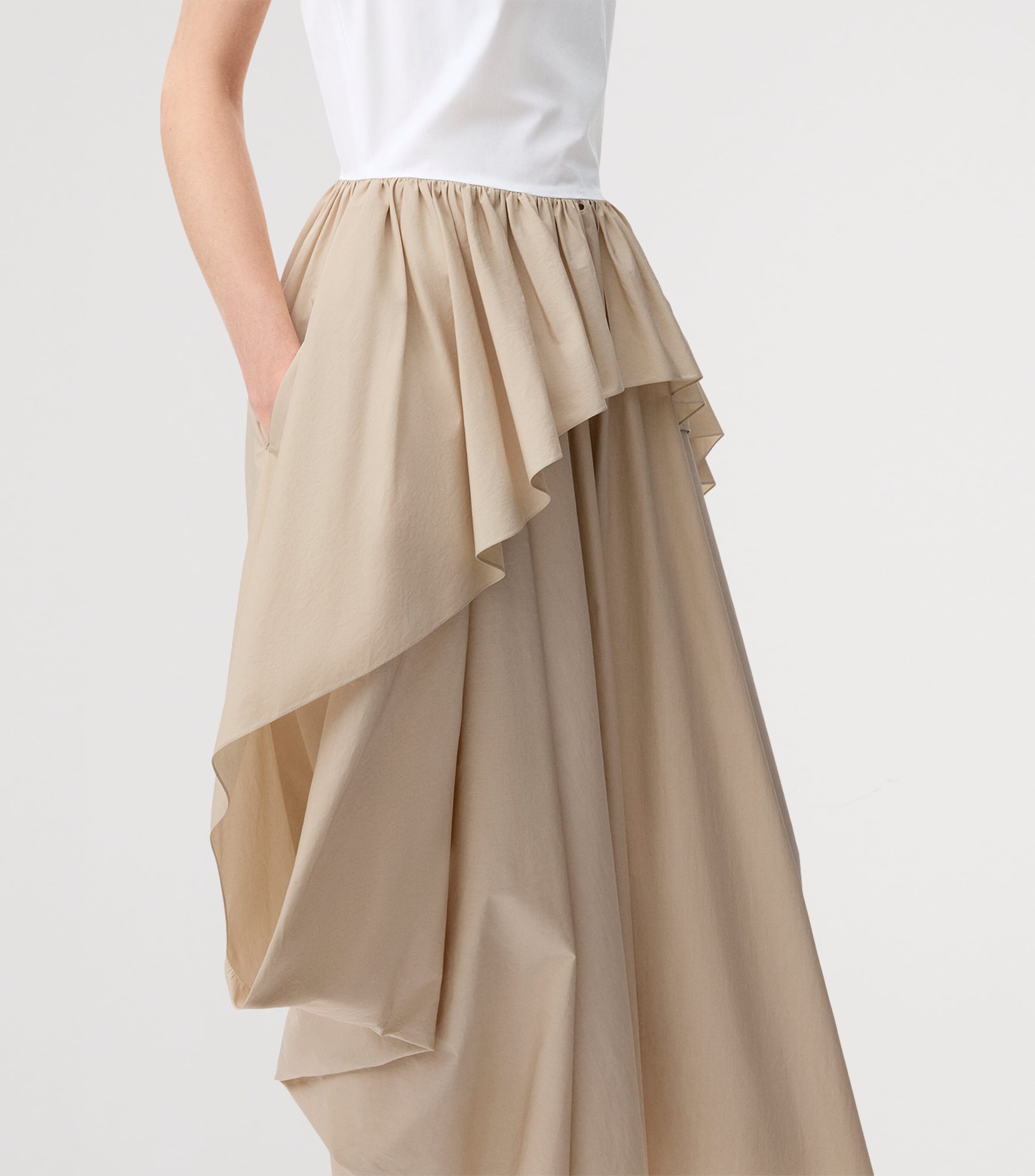 LOEWE Womens x Paula’s Ibiza Cotton Asymmetric Midi Dress White/beige Image 4