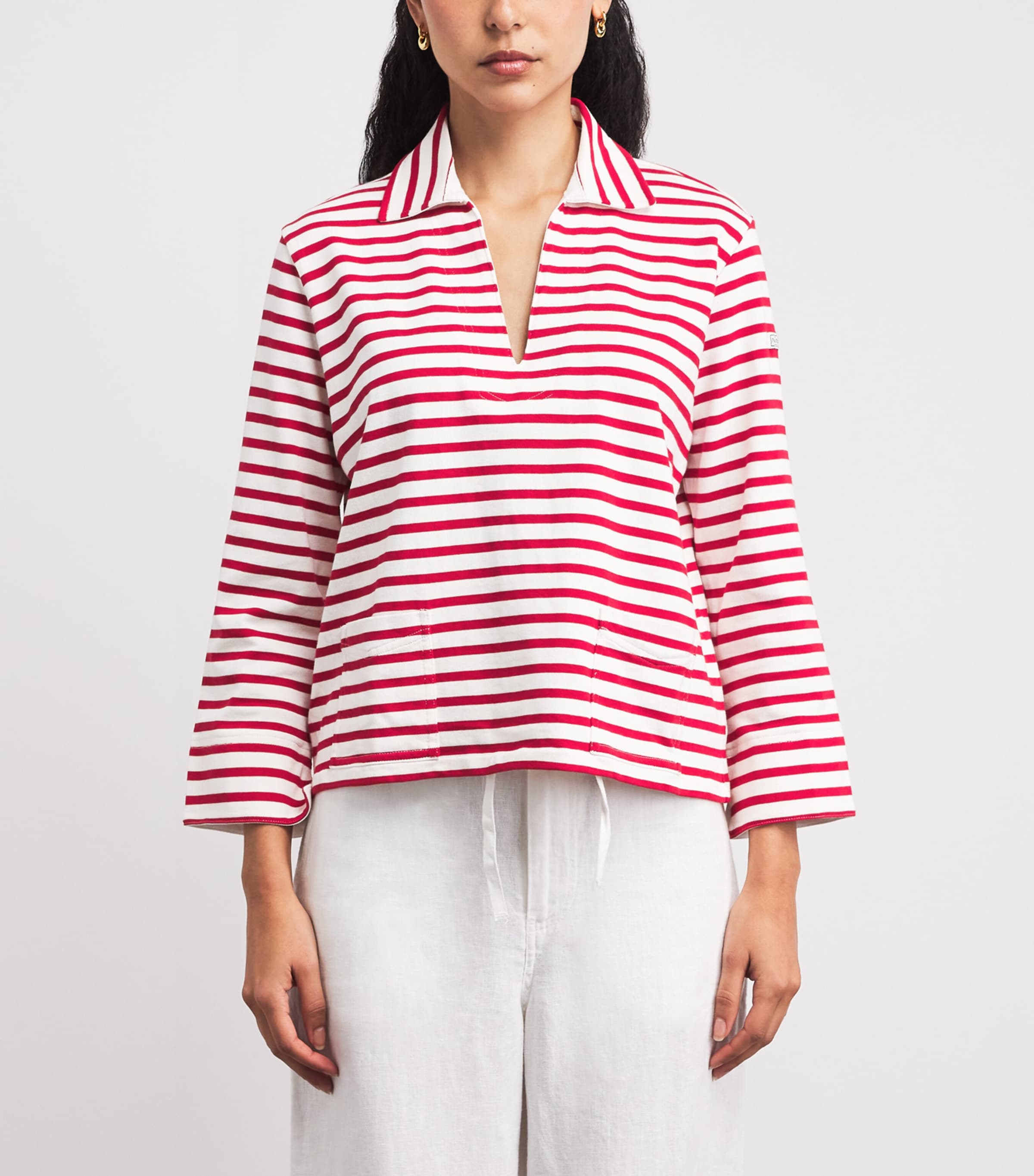 Polo Ralph Lauren Womens Cotton Stripe Rugby Shirt Rd/dckwsh Wht Image 4