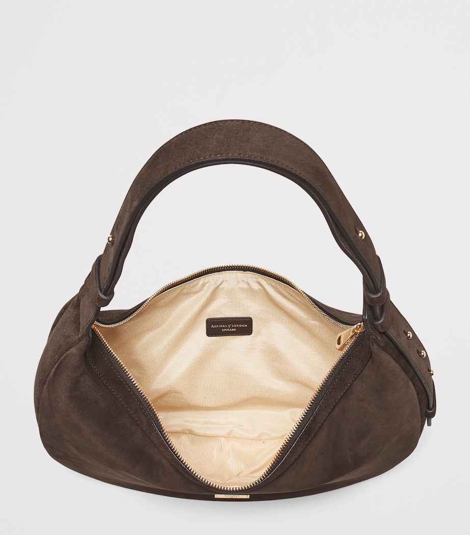 Suede Hudson Crescent Cross-Body Bag CHOCOLATE Image 4