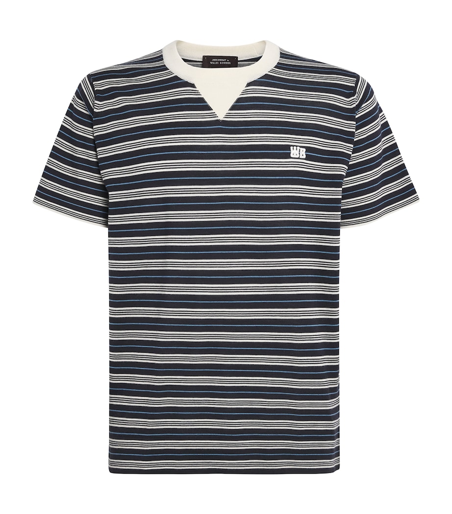 Wales Bonner Mens x John Smedley Wool-Cotton Song Sweater Navy/ivory/blue Image 1