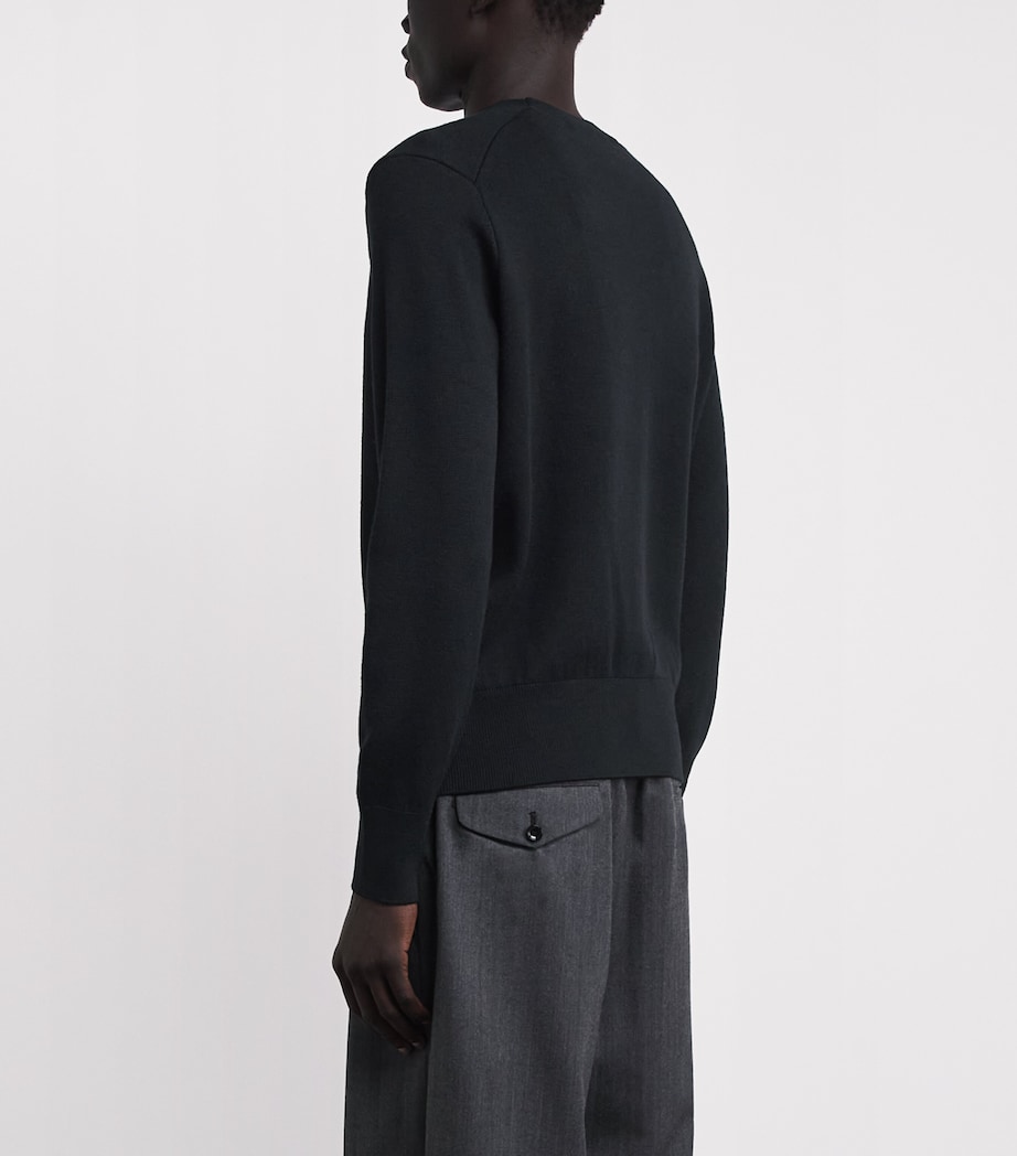 AMI Paris Mens Wool Ami de Coeur Sweater Noir/rouge Image 5