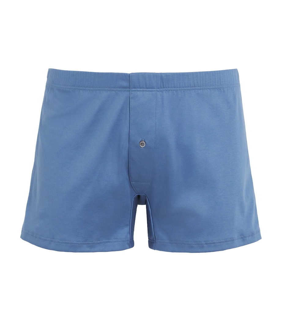 Zimmerli Mens Sea Island Cotton Boxer Shorts Blue Horizon Image 1