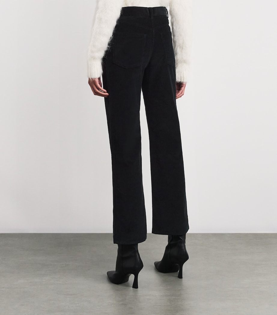 Cotton Corduroy Straight Trousers 001 BLACK Image 4