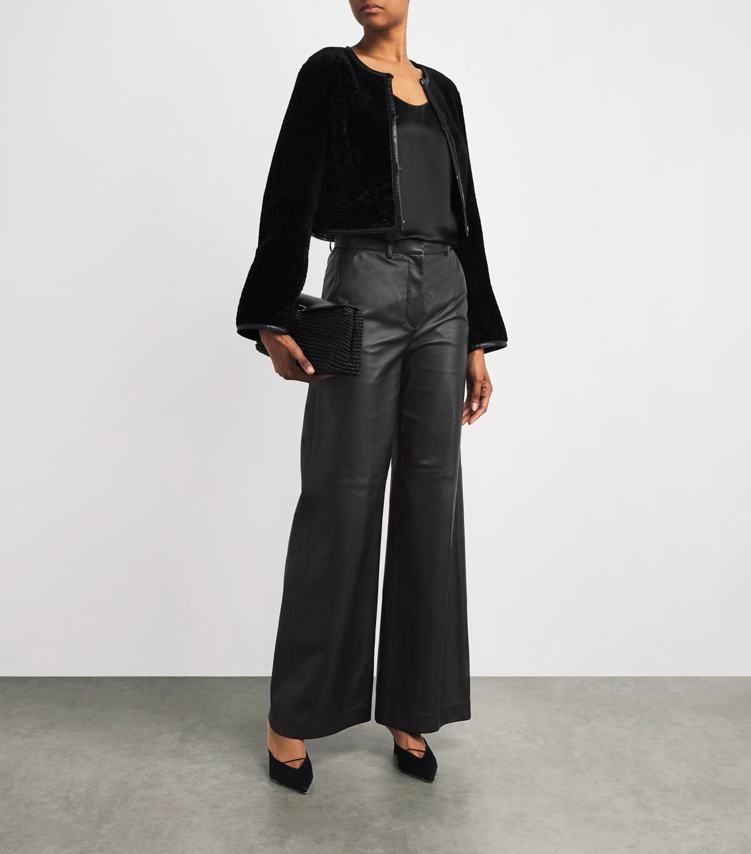 Leather Alana Wide-Leg Trousers BLACK Image 2