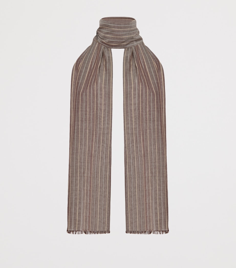 Guel Cotton Stripe Scarf BROWN MELANGE Image 2