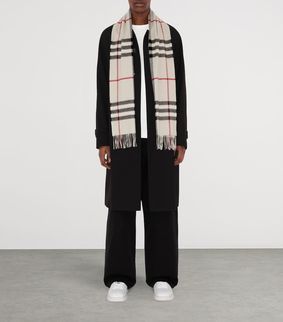 Cashmere Check Scarf STONE CHECK Image 5