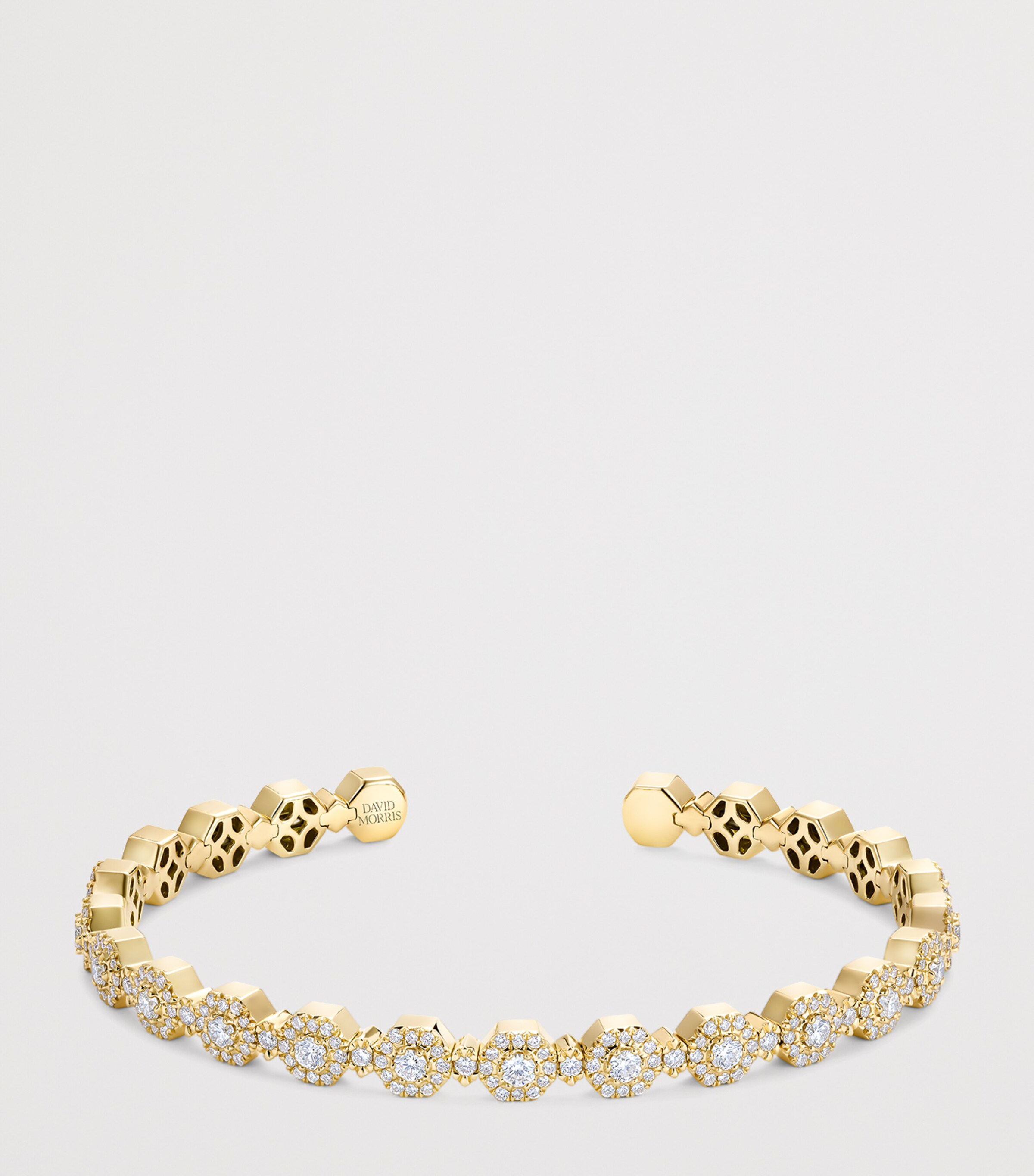 David Morris Yellow Gold and Diamond Triolette Hexagon Bangle Clear Image 3