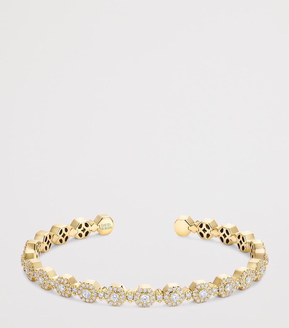 David Morris Yellow Gold and Diamond Triolette Hexagon Bangle Clear Image 3
