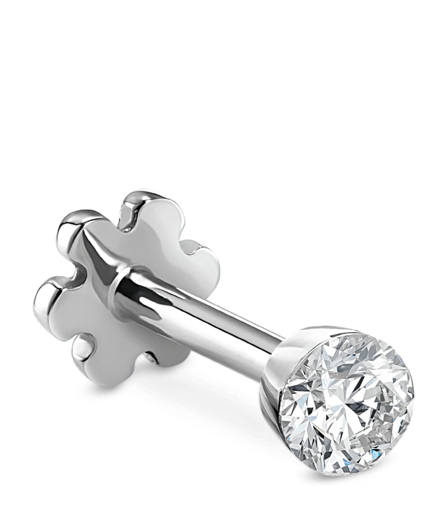 White Gold  Invisible Set Diamond Threaded Stud Earring (2mm) WHITE GOLD Image 1