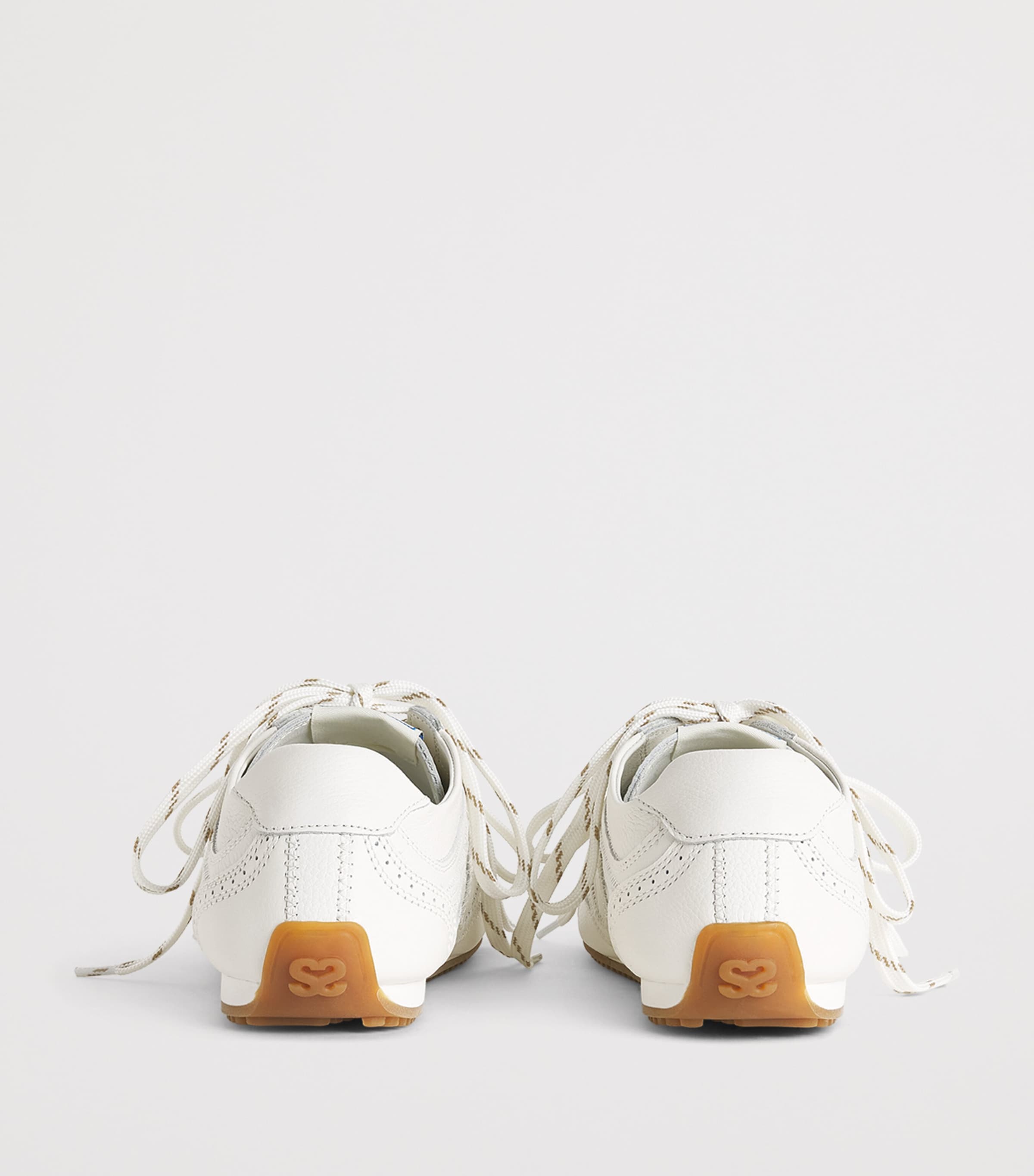 Sandro Paris Leather Light Wave Sneakers Ecru Image 5