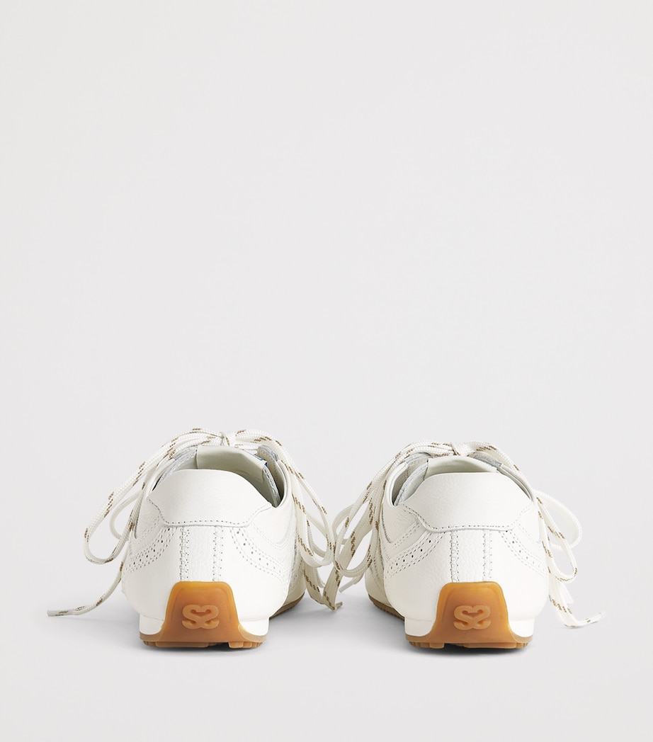 Sandro Paris Leather Light Wave Sneakers Ecru Image 5