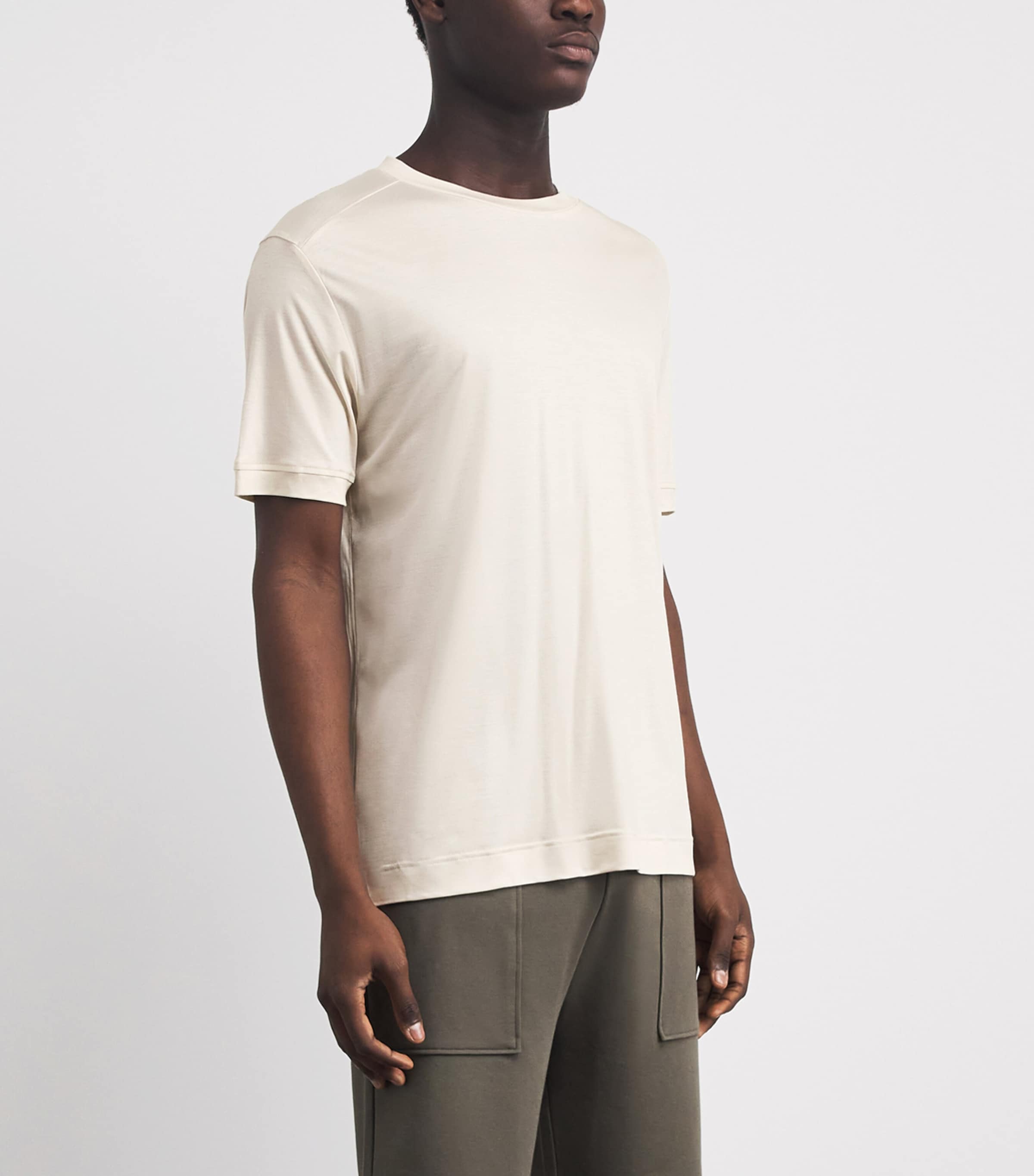 Zimmerli Mens Lyocell Sustainable Luxury T-Shirt Birch Image 4