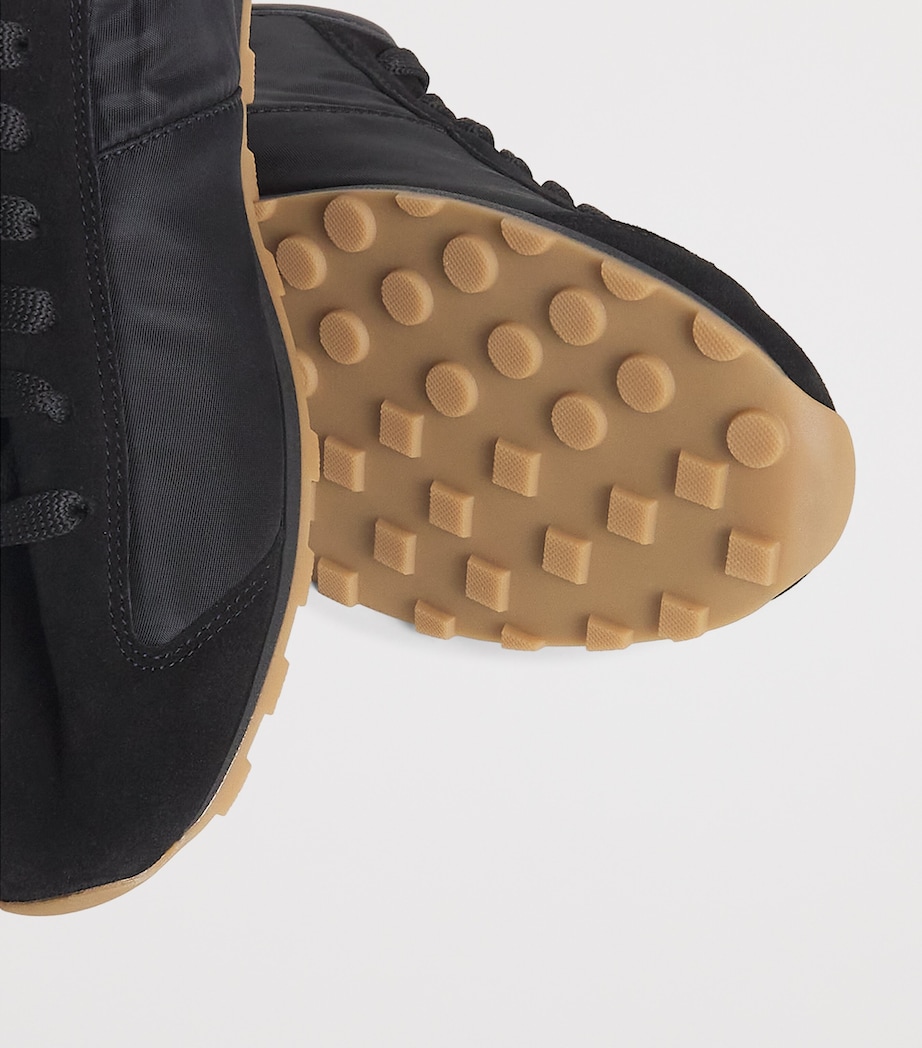 Leather-Trim Tennis Sneakers 990-BLACK Image 7