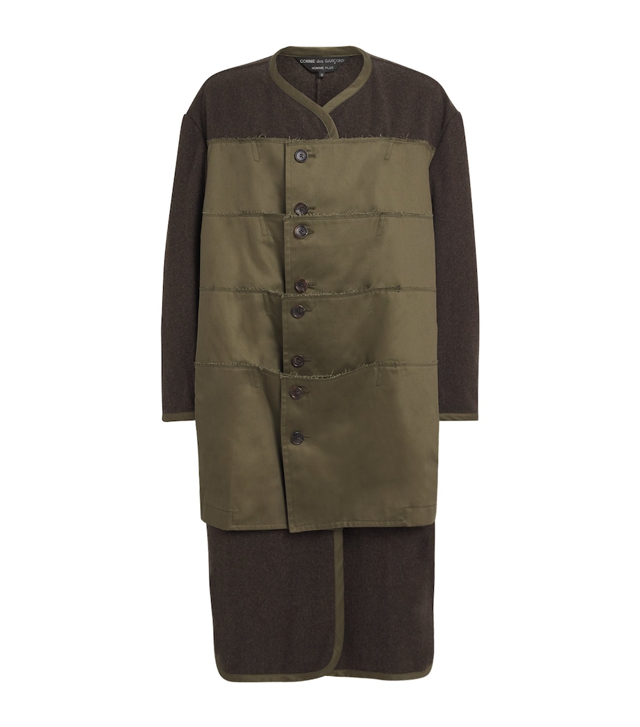 Wool-Blend Layered Overcoat KHAKI X KHAKI Image 1