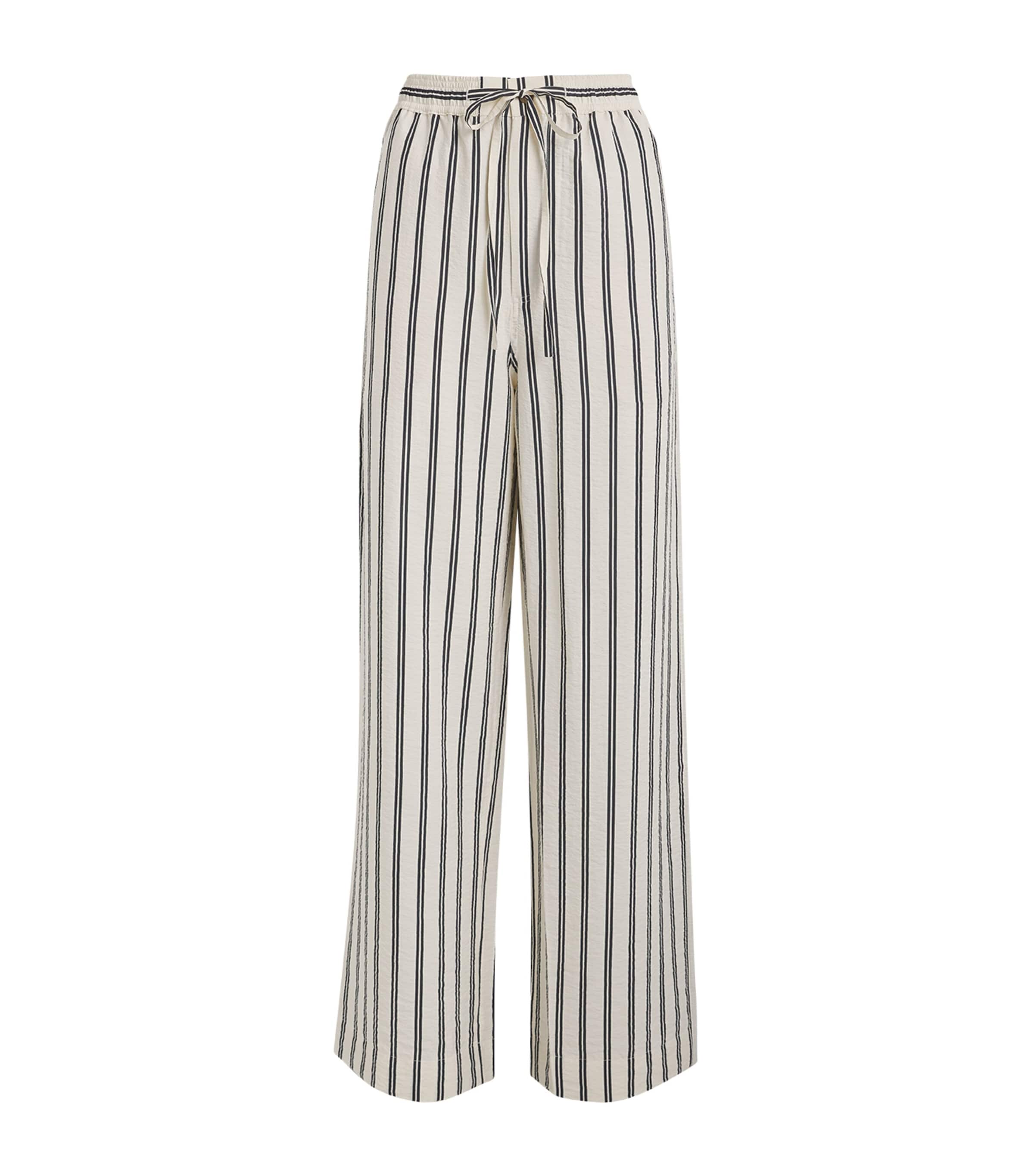 Polo Ralph Lauren Silk-Blend Stripe Wide-Leg Trousers | Women Clothing | Trousers | Tailored Trousers | Workwear | Designers | Polo Ralph Lauren | Co-ords