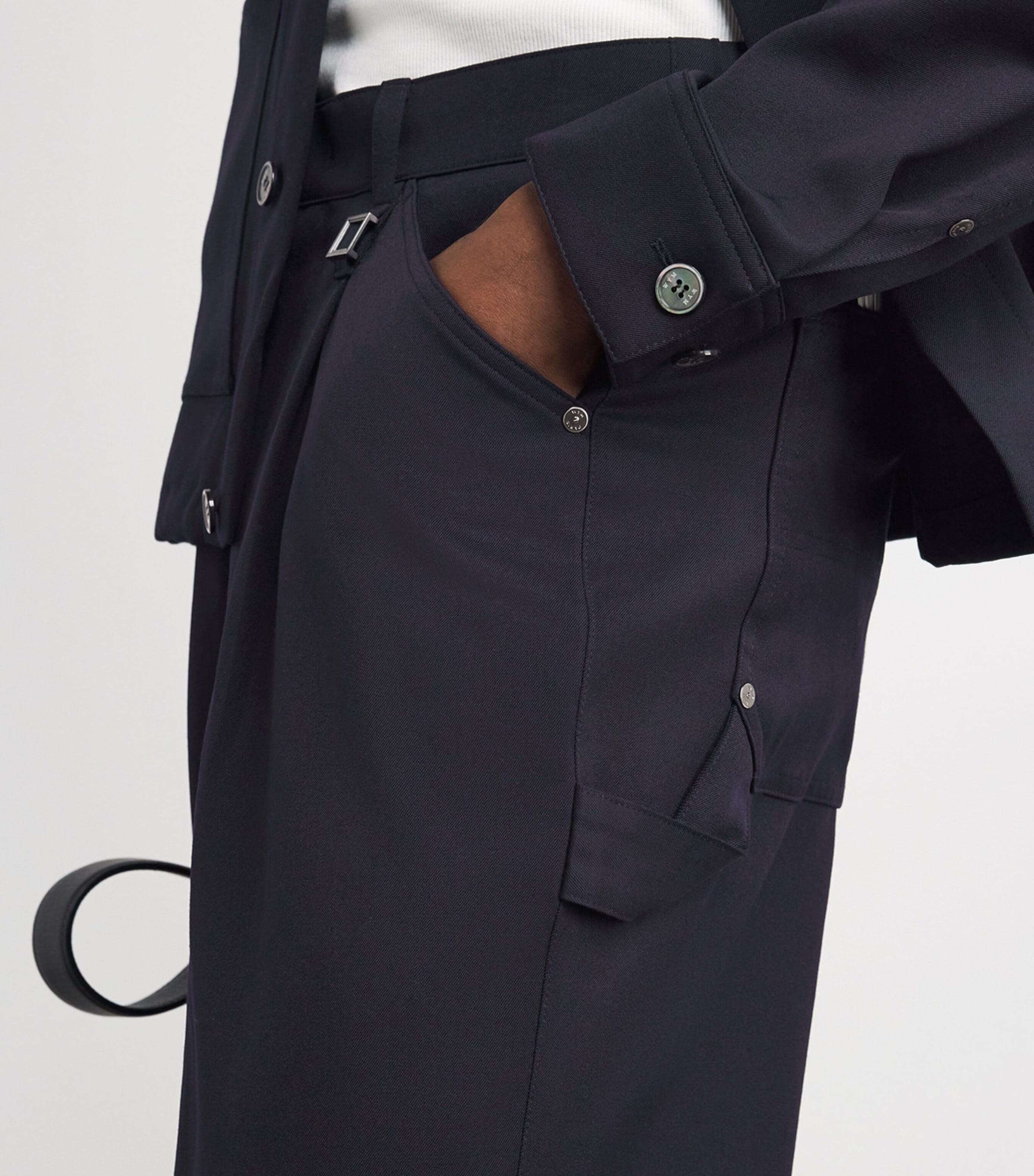 Wooyoungmi Mens Wool Five-Pocket Trousers Navy Image 3