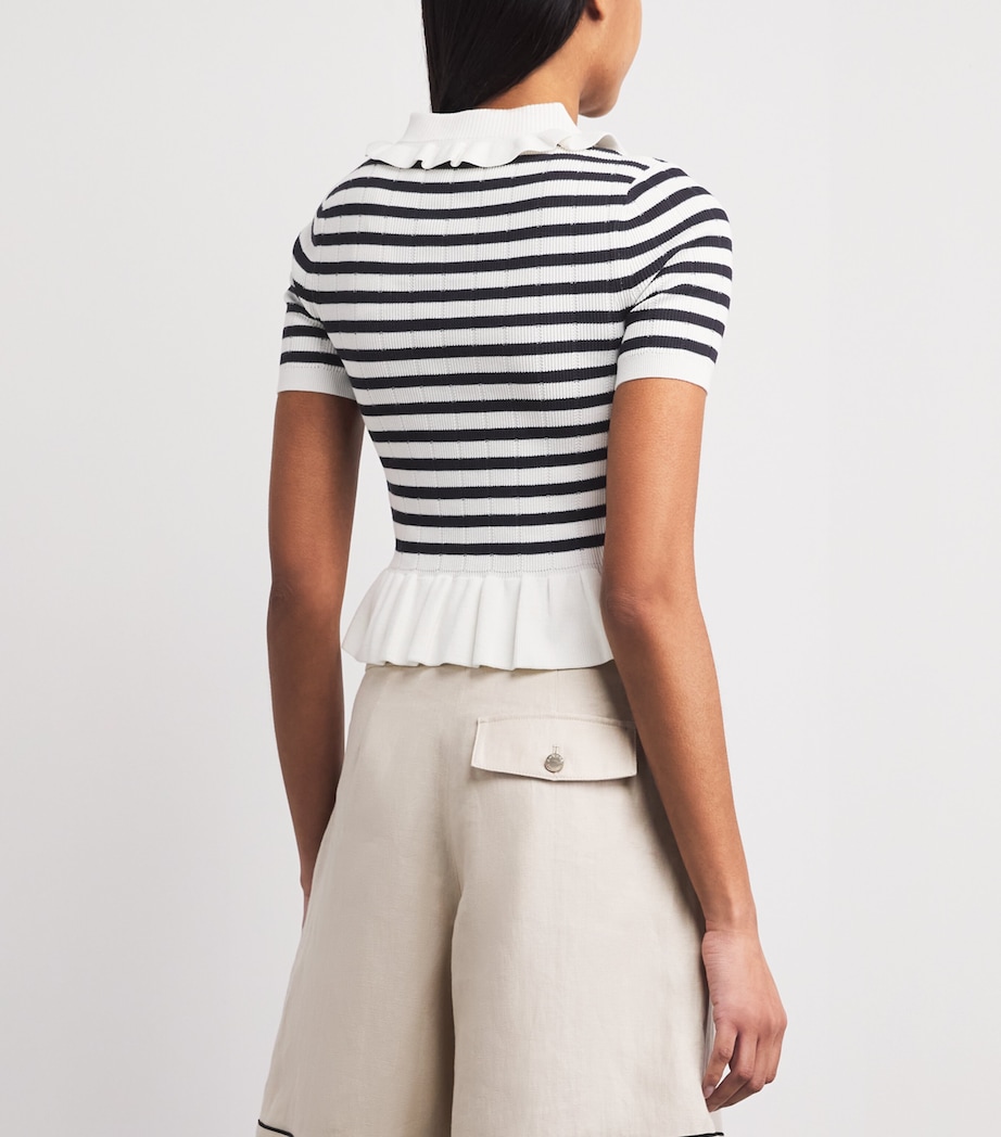 Claudie Pierlot Womens Knitted Stripe Peplum Sweater Dual Color Image 5
