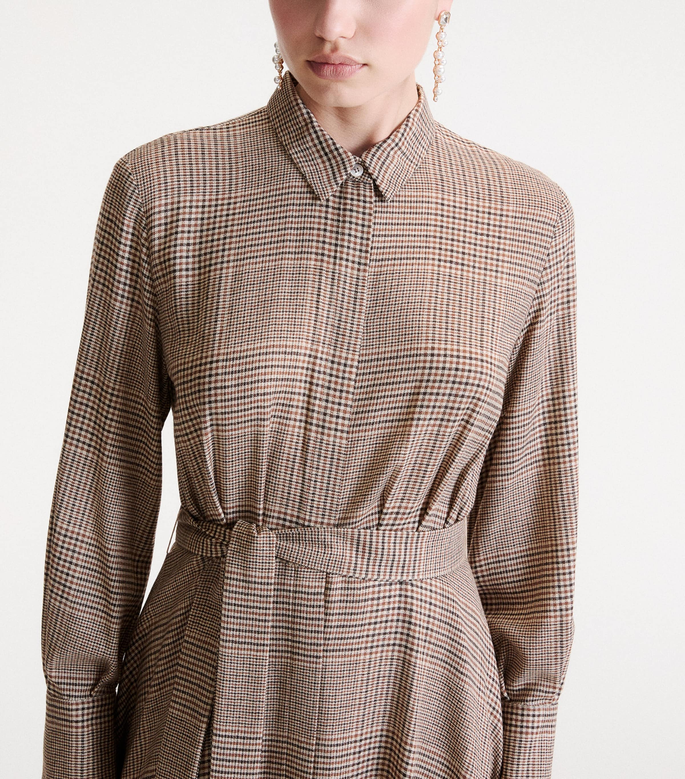 Marella Womens Check Maxi Shirt Dress Camel Image 5